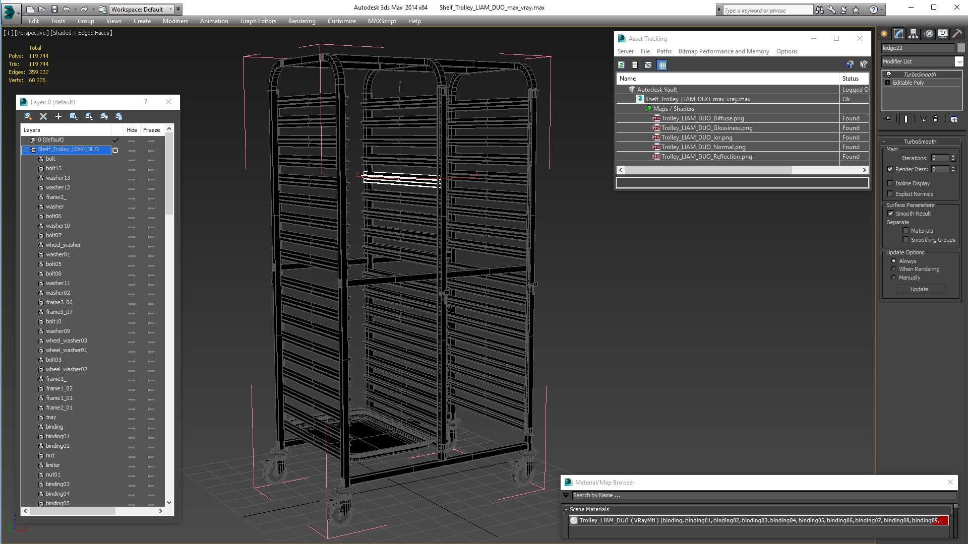 Shelf Trolley LIAM DUO 3D