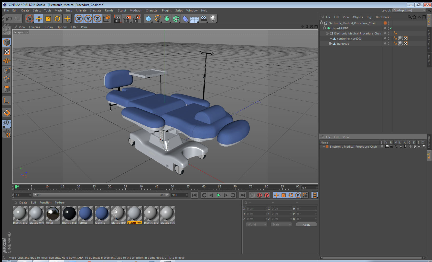 Electronic Medical Procedure Chair 3D model