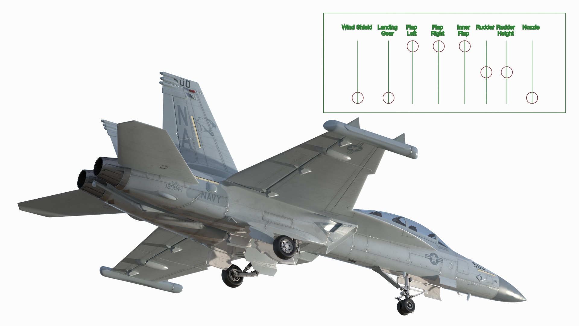 3D model Aircraft Boeing EA-18G without Armament Rigged for Maya