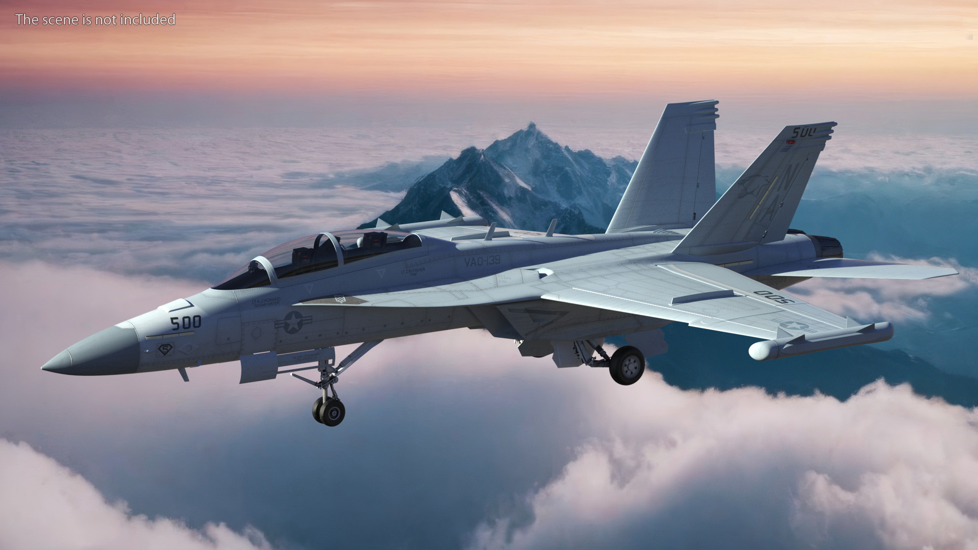 3D model Aircraft Boeing EA-18G without Armament Rigged for Maya