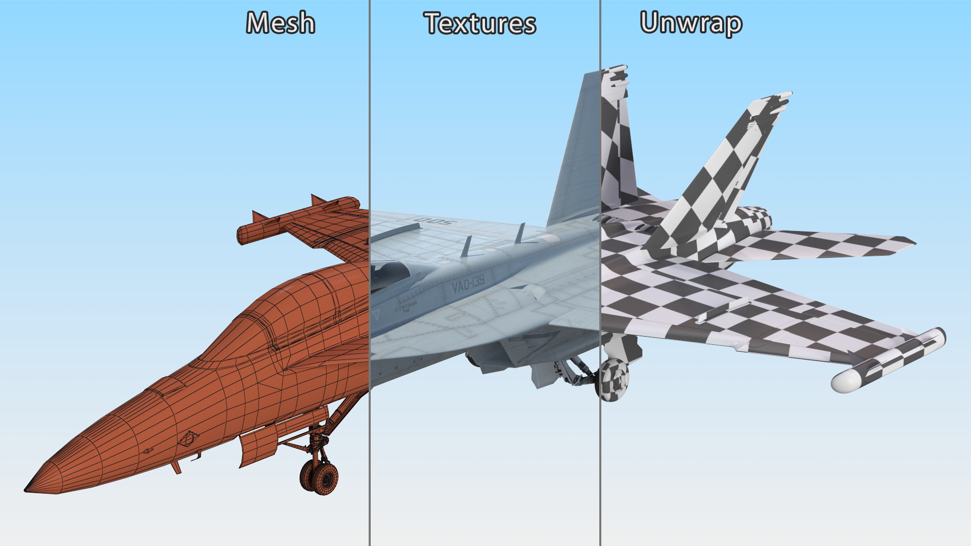 3D model Aircraft Boeing EA-18G without Armament Rigged for Maya