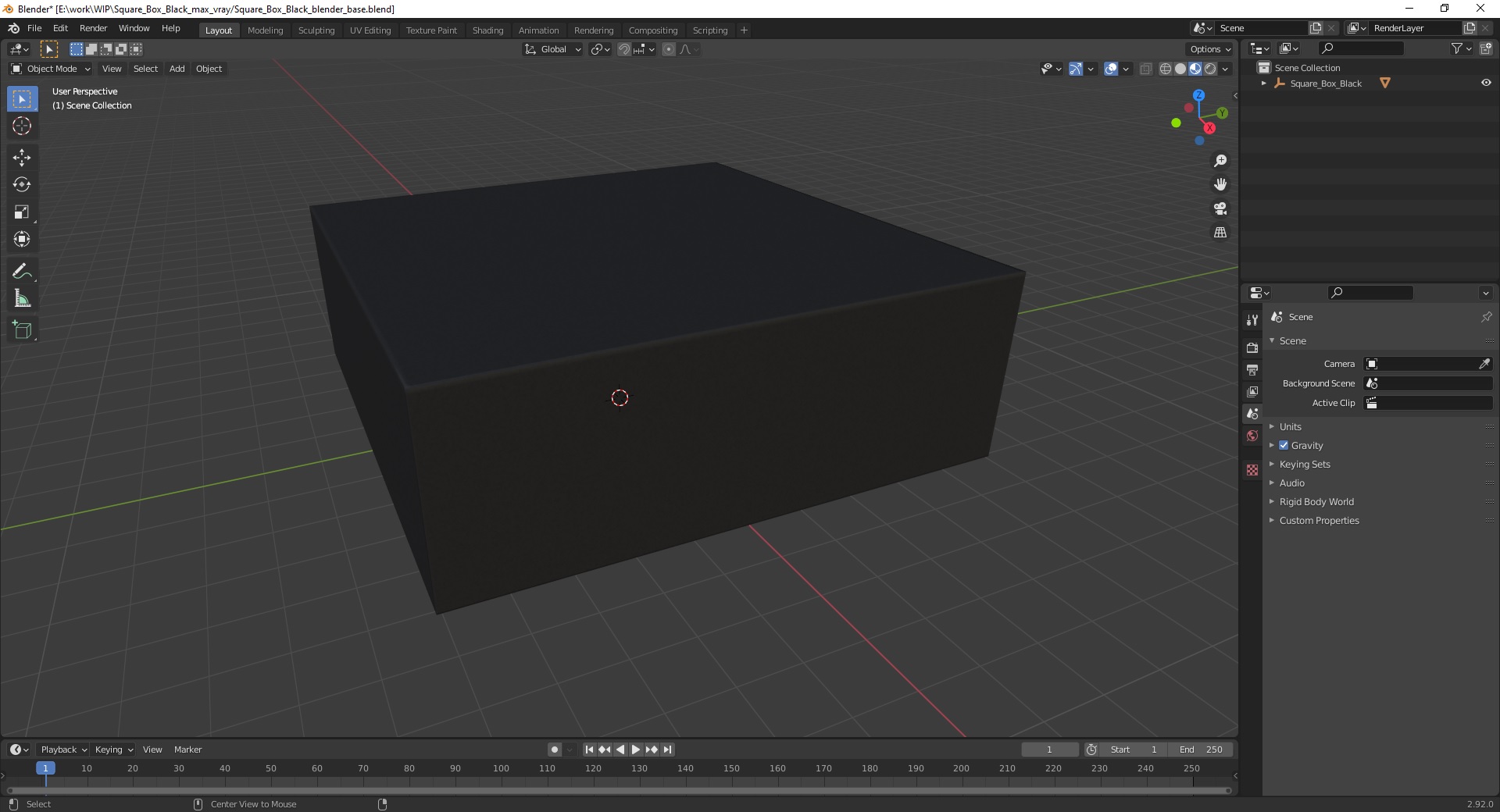 3D Square Box Black