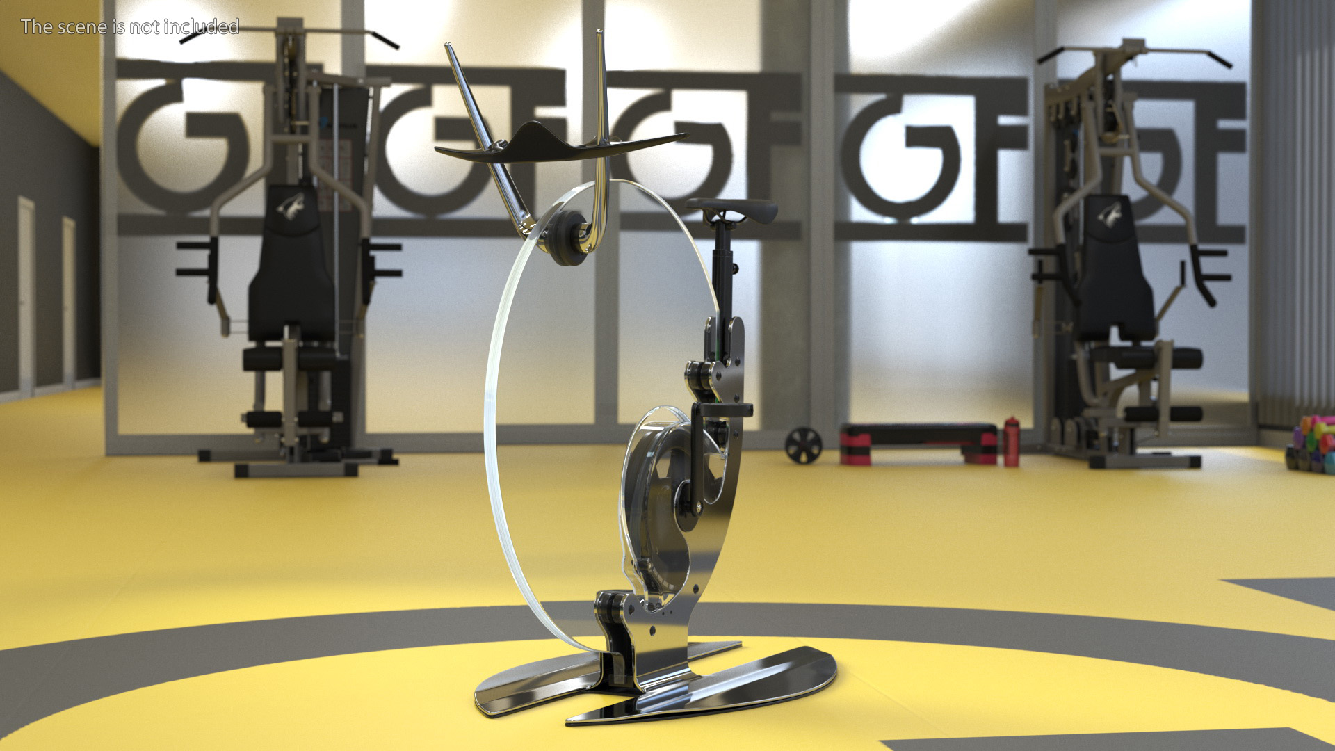 3D Futuristic Exercise Bike Ciclotte Steel Rigged