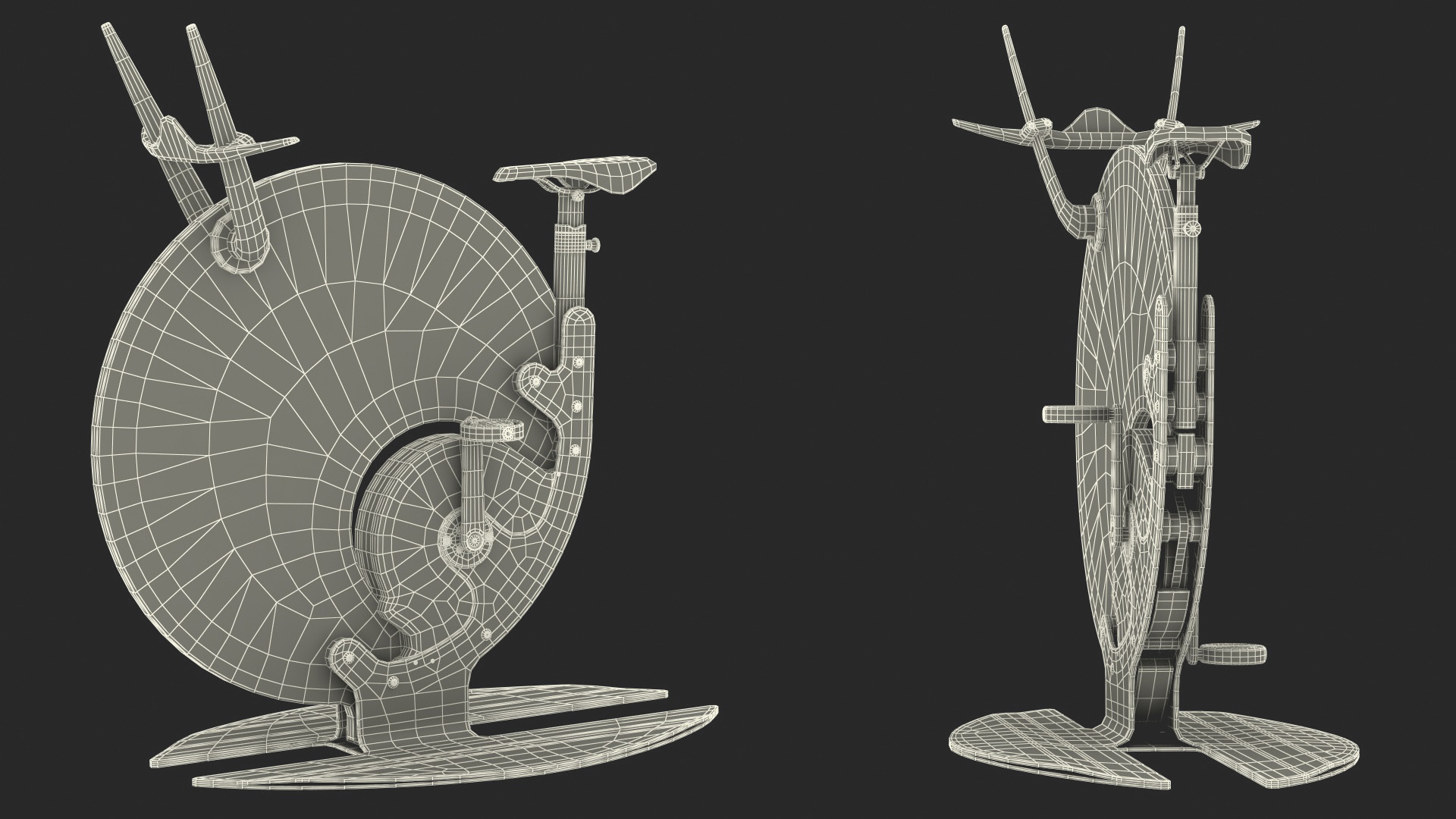 3D Futuristic Exercise Bike Ciclotte Steel Rigged