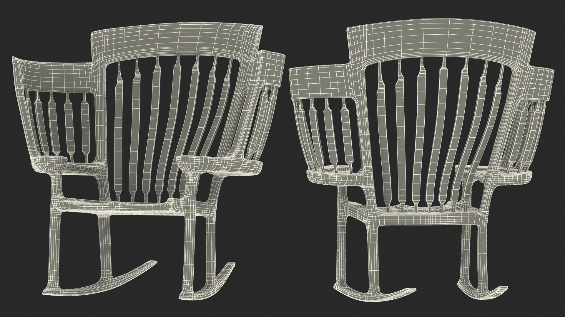 3D model Triple Rocking Chair