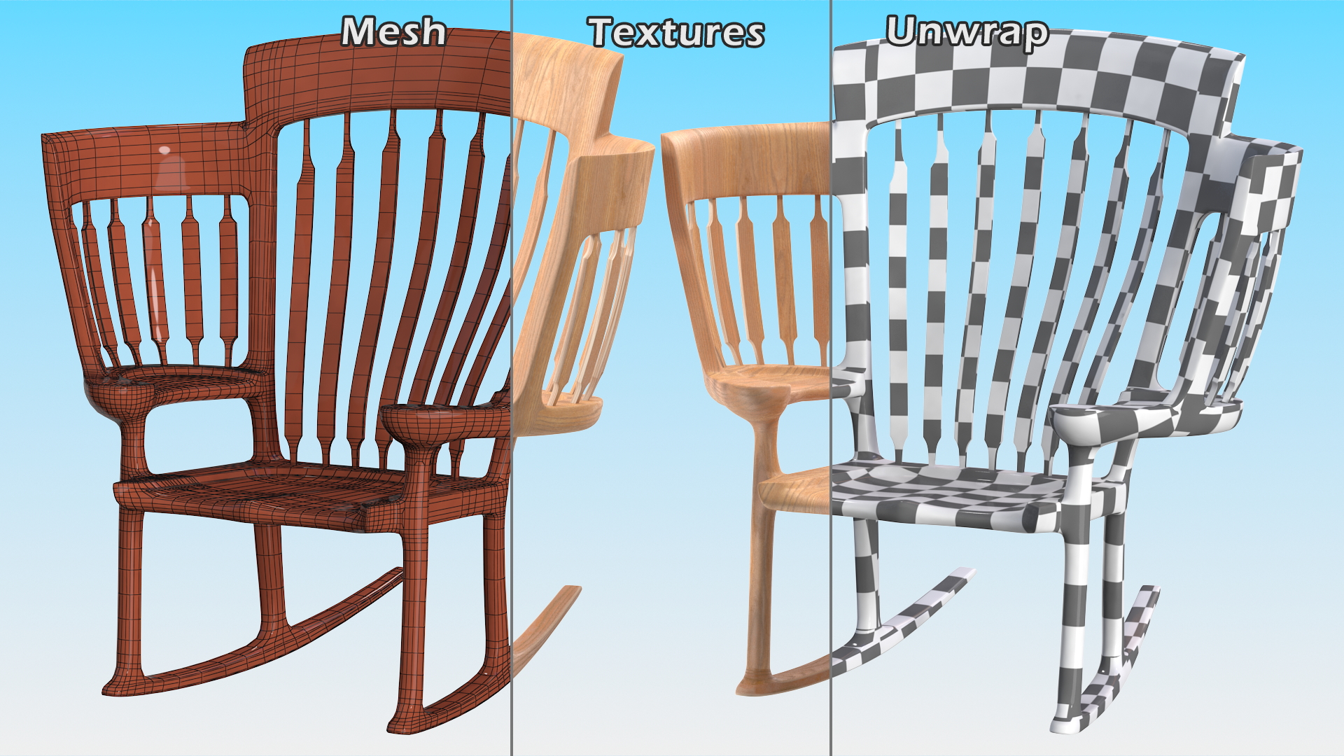 3D model Triple Rocking Chair