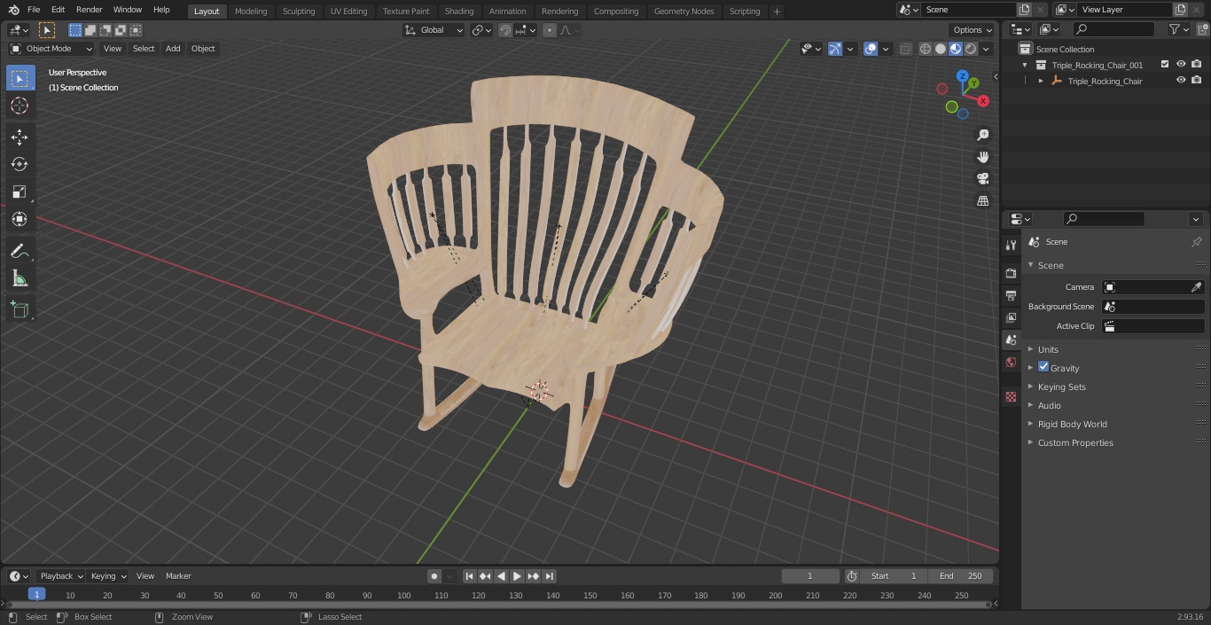 3D model Triple Rocking Chair