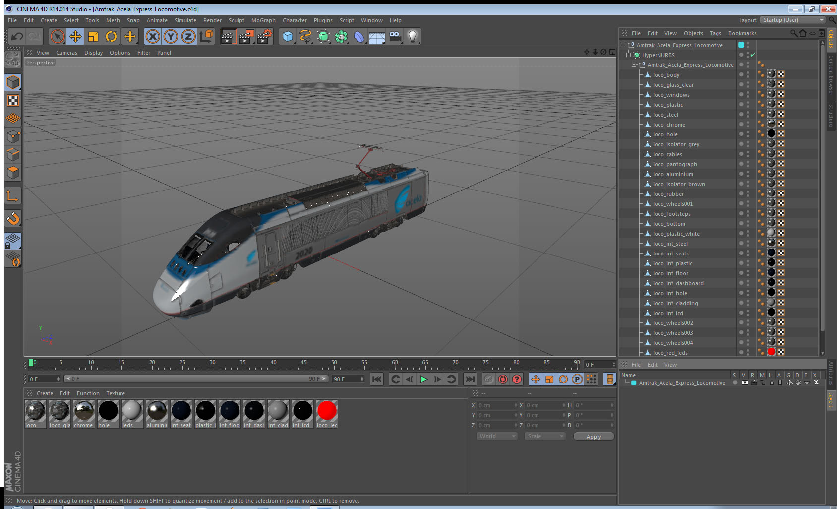 3D Amtrak Acela Express Locomotive