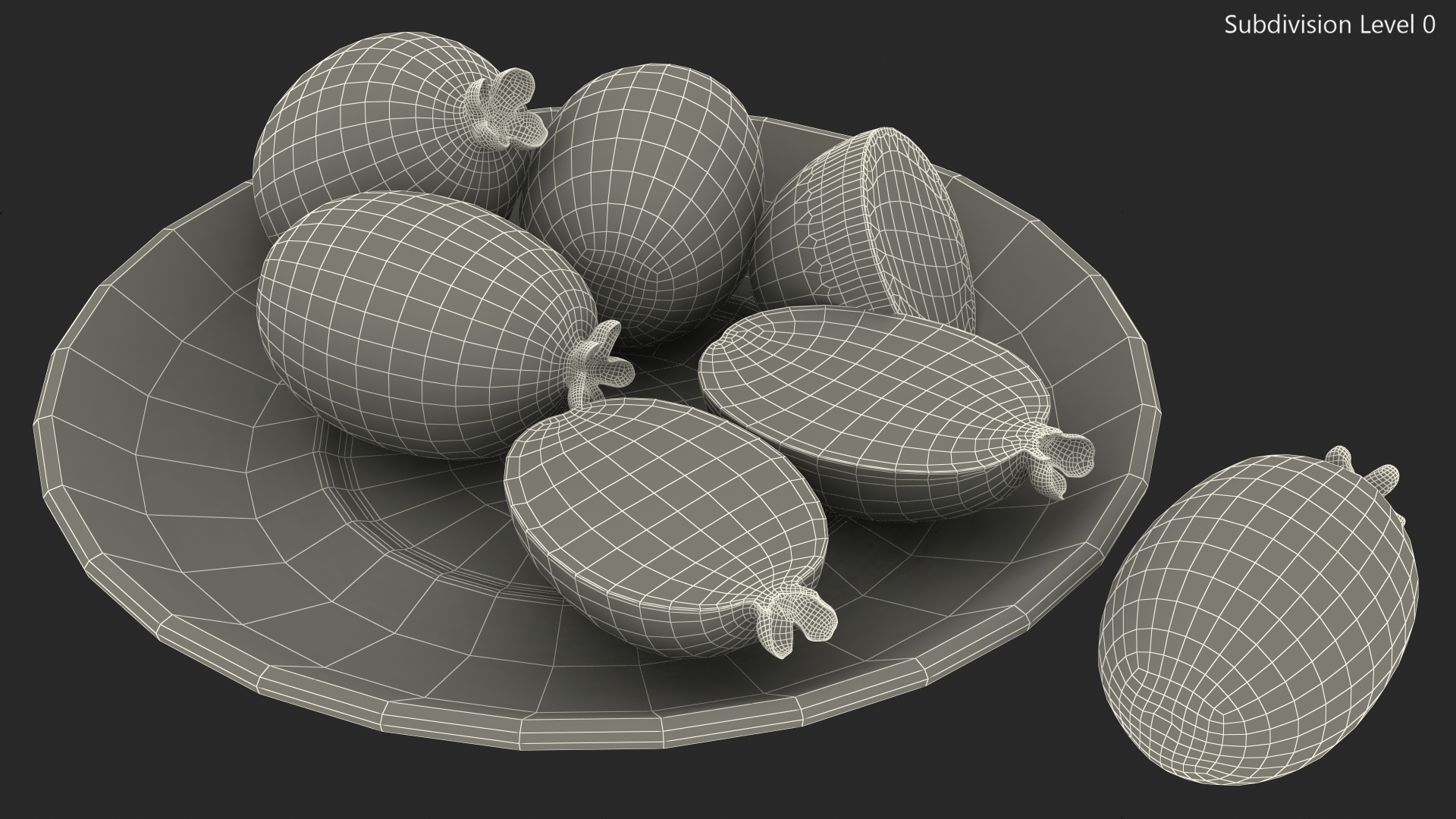 3D Heap Feijoa Fruit Plate model