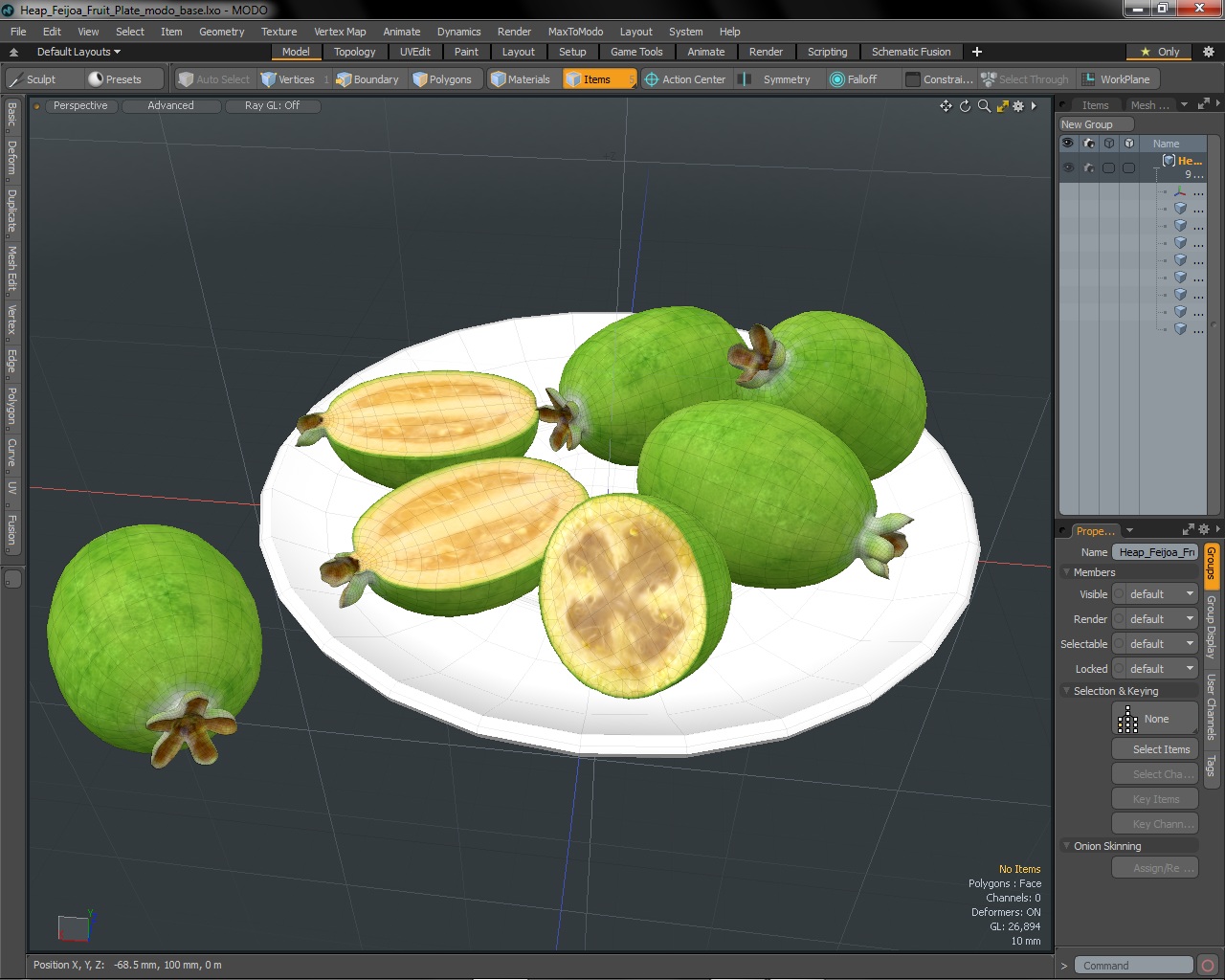 3D Heap Feijoa Fruit Plate model