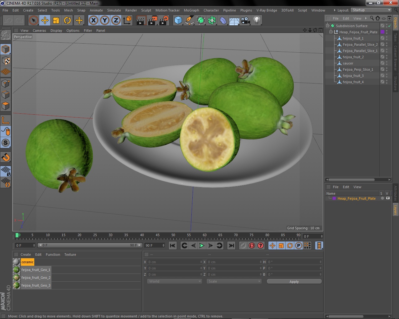 3D Heap Feijoa Fruit Plate model