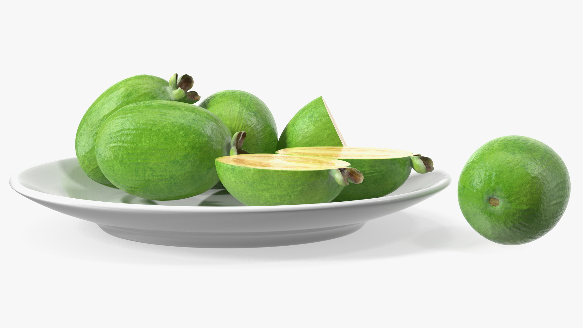 3D Heap Feijoa Fruit Plate model