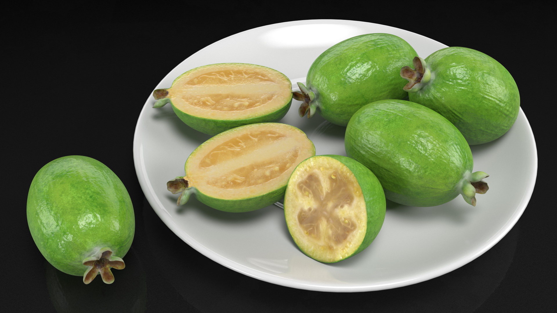 3D Heap Feijoa Fruit Plate model