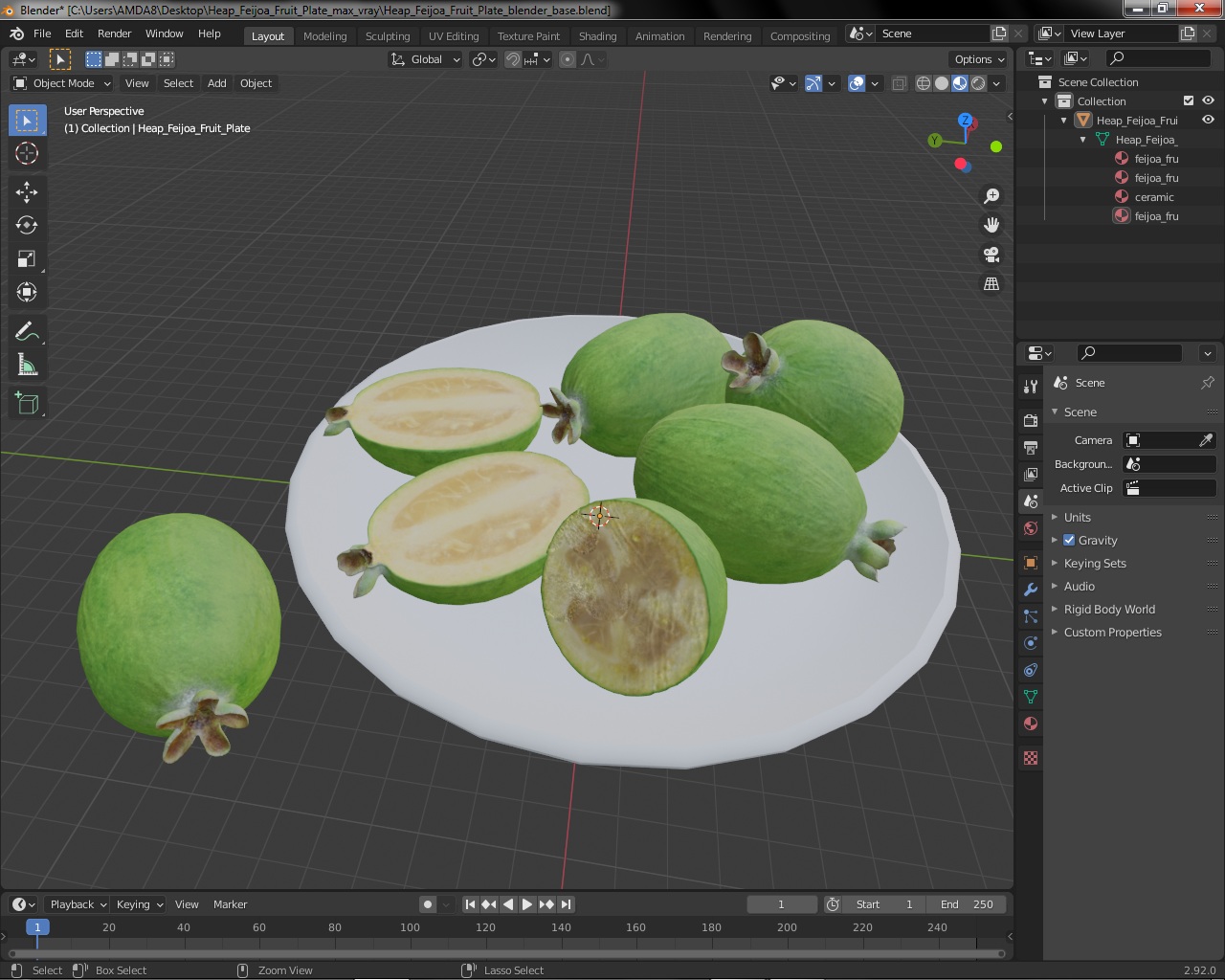 3D Heap Feijoa Fruit Plate model