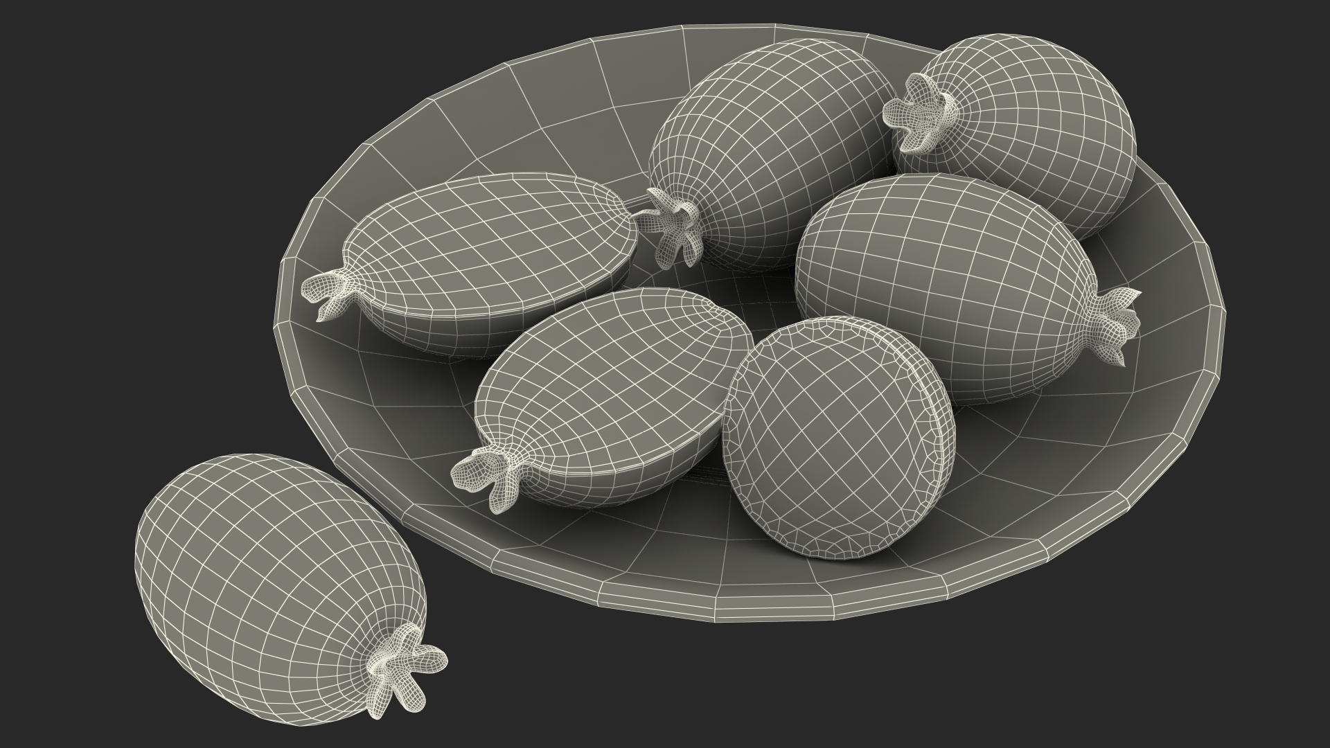 3D Heap Feijoa Fruit Plate model