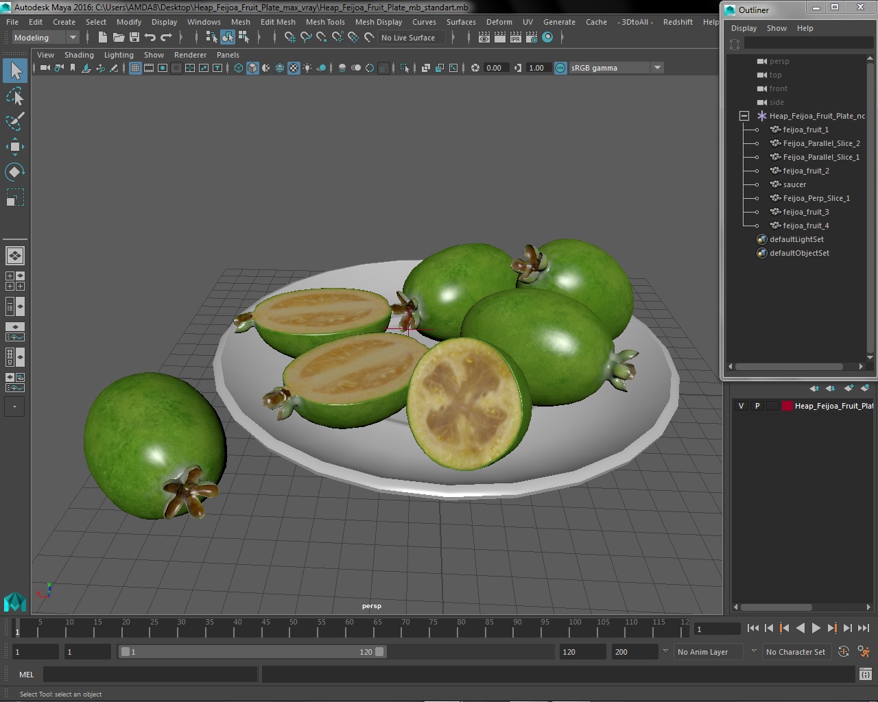 3D Heap Feijoa Fruit Plate model