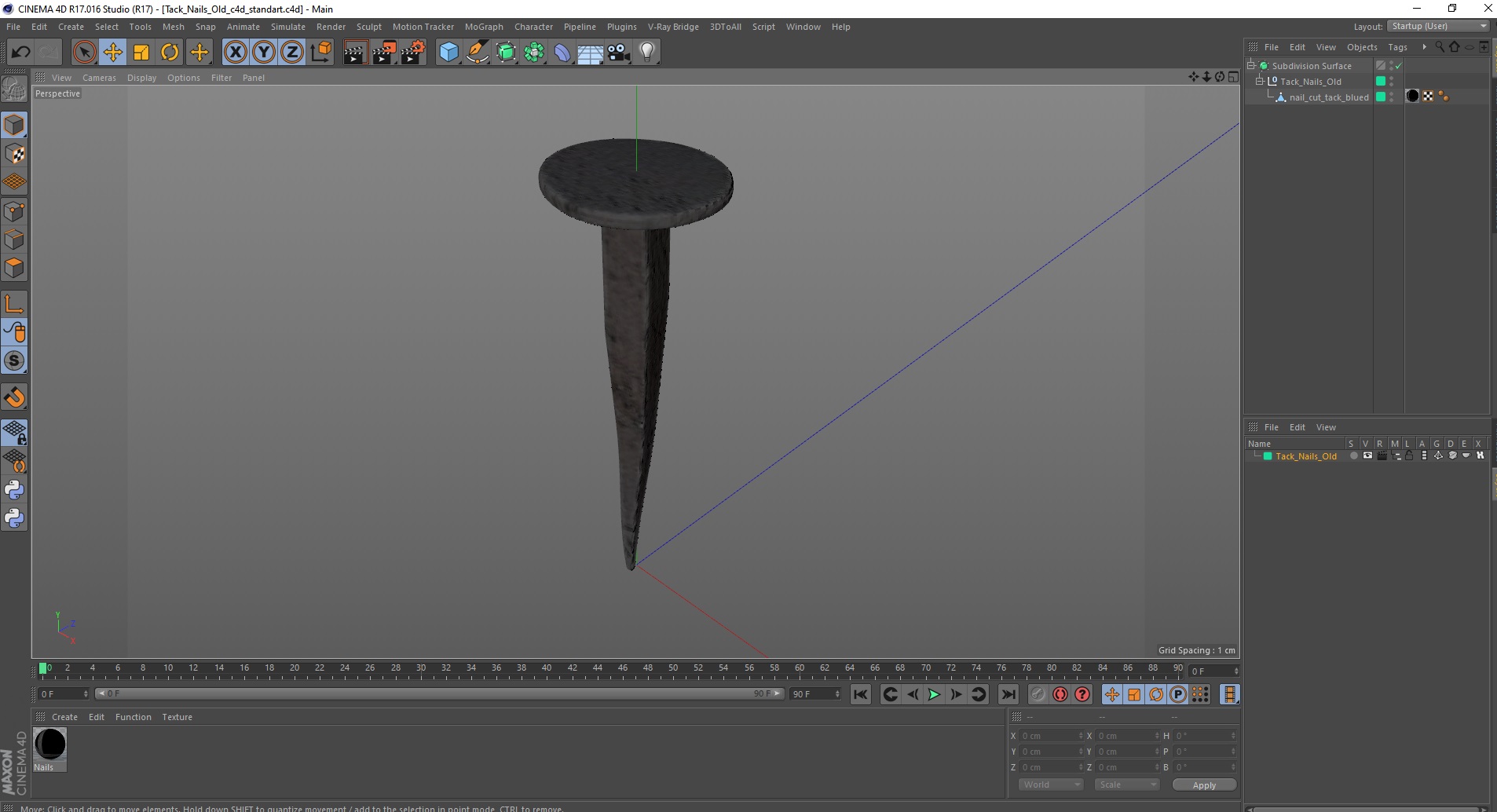 Tack Nails Old 3D model