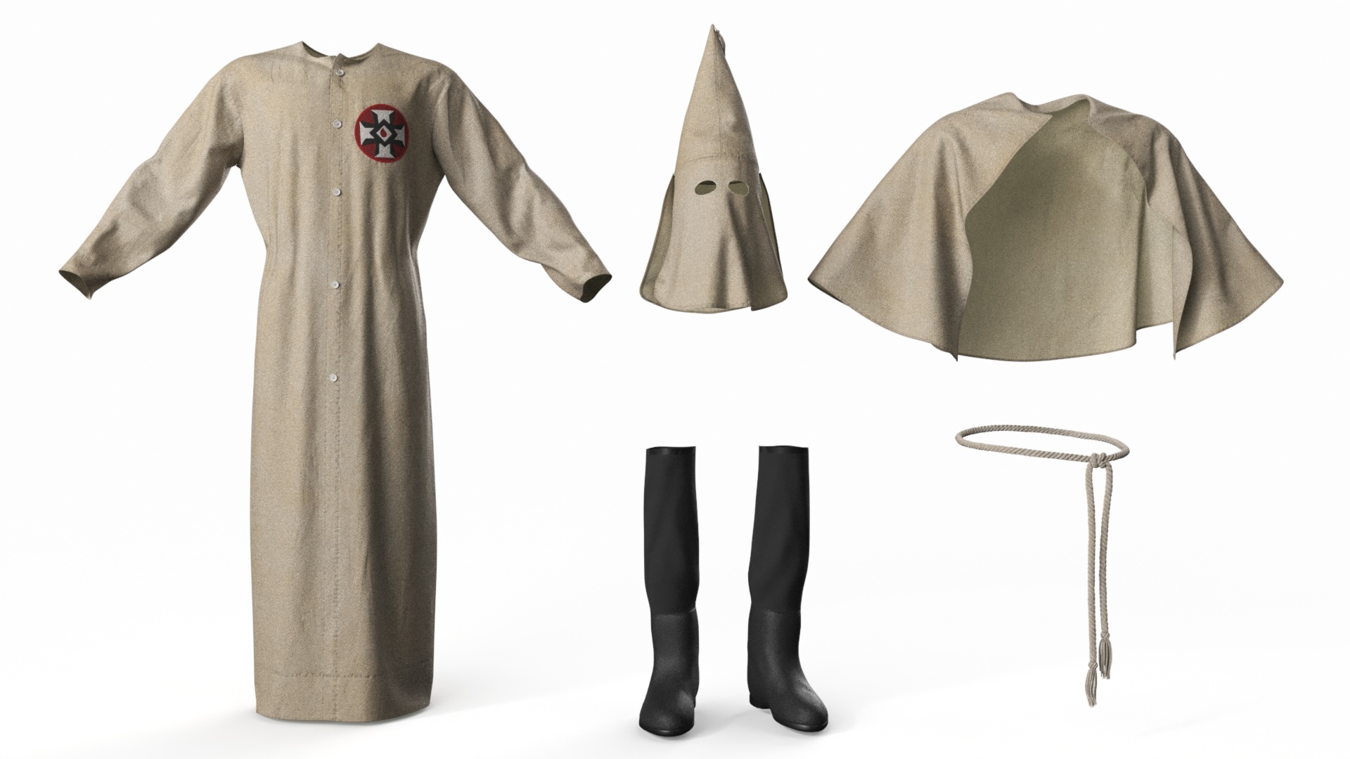 3D model Character Ku Klux Klan in Old Mantle and Mask