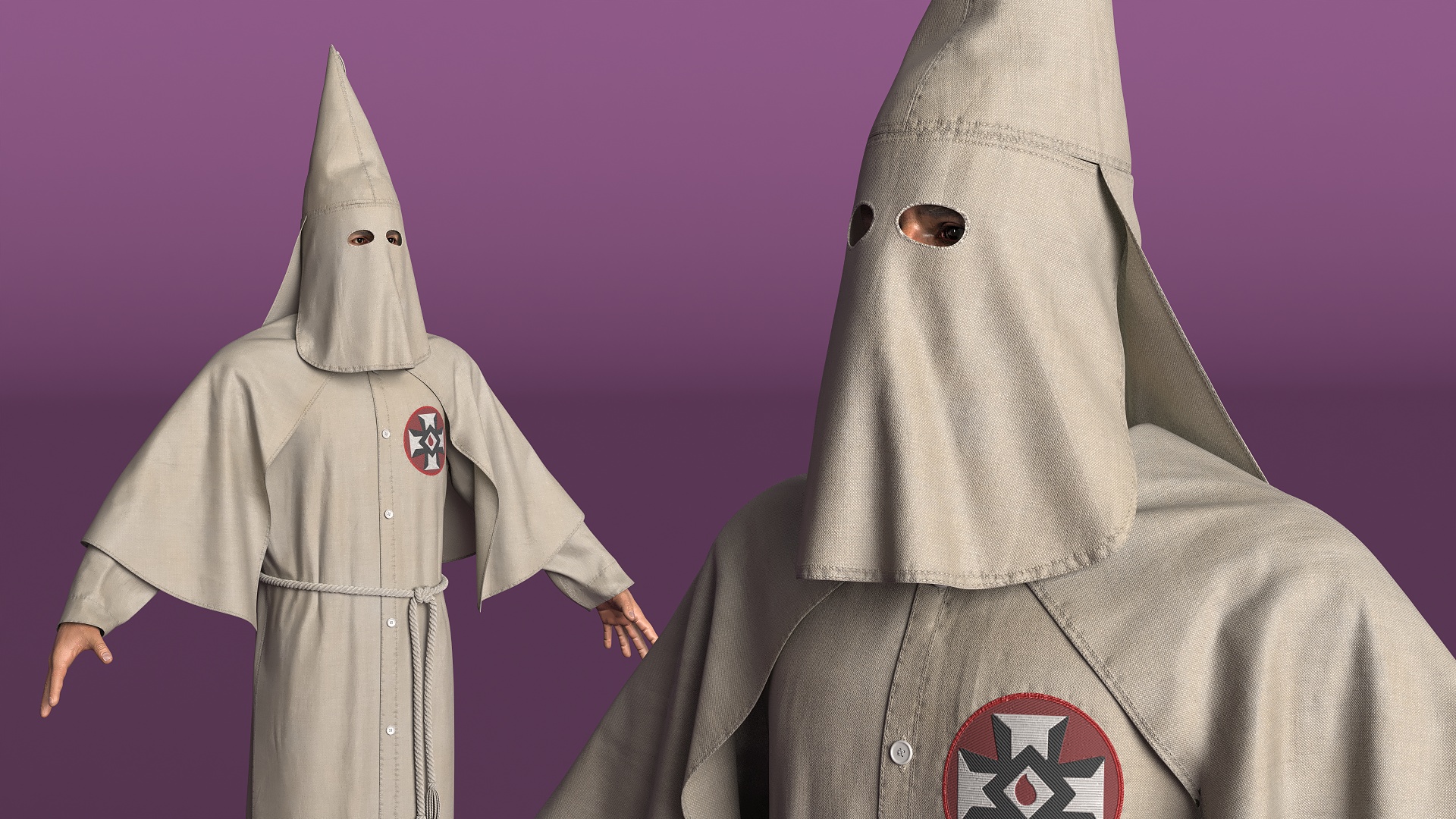 3D model Character Ku Klux Klan in Old Mantle and Mask