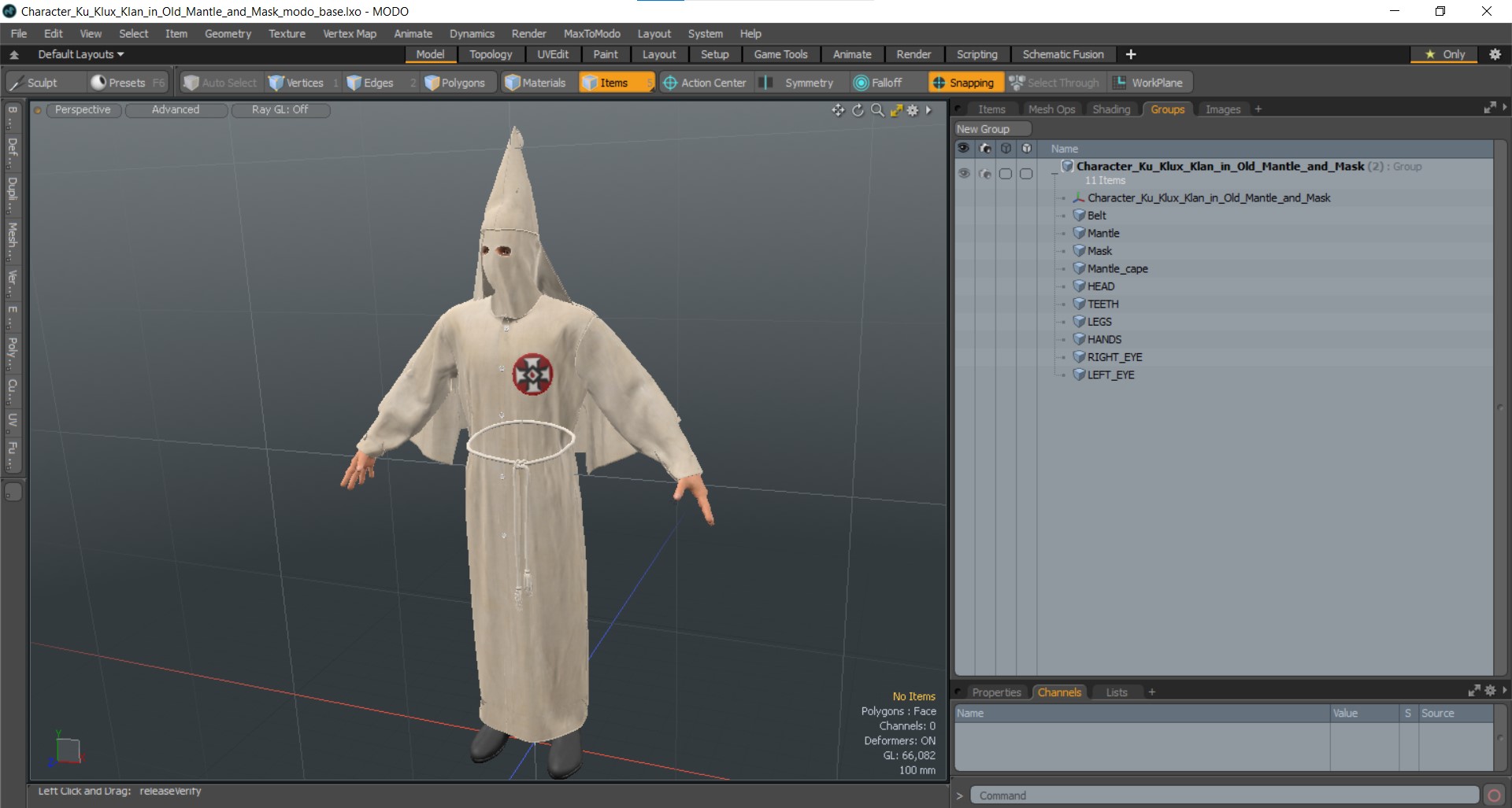 3D model Character Ku Klux Klan in Old Mantle and Mask