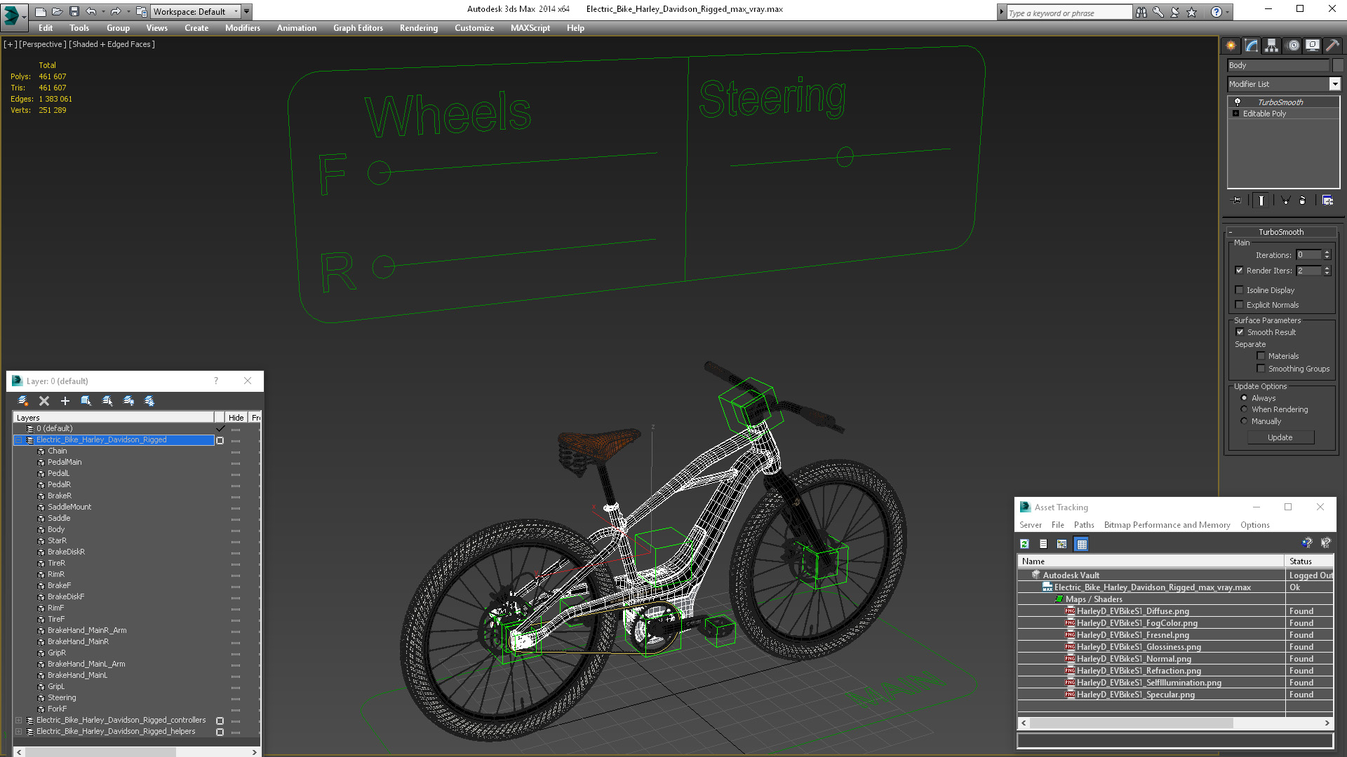 3D Electric Bike Harley Davidson Rigged