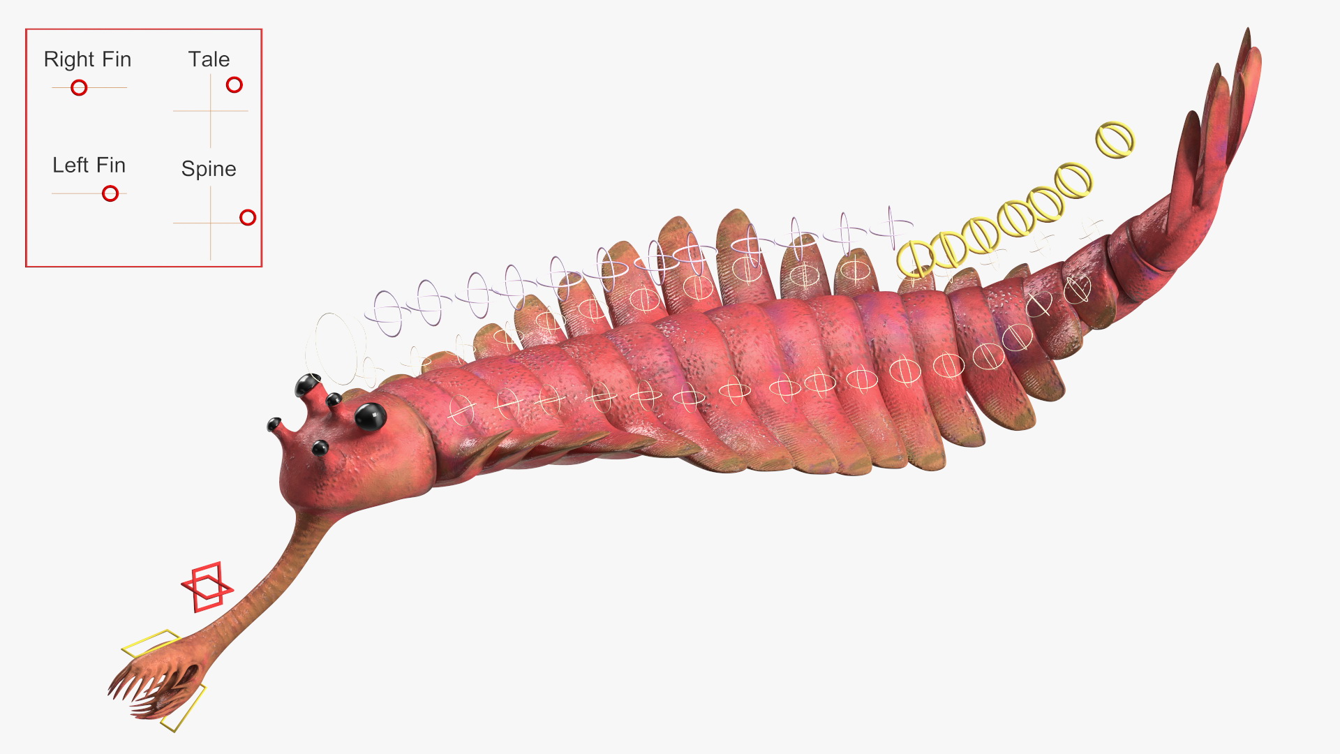 3D model Pink Opabinia Rigged