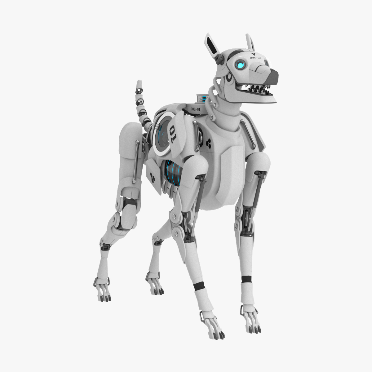 Futuristic Robotic Dog White Rigged for Maya 3D model