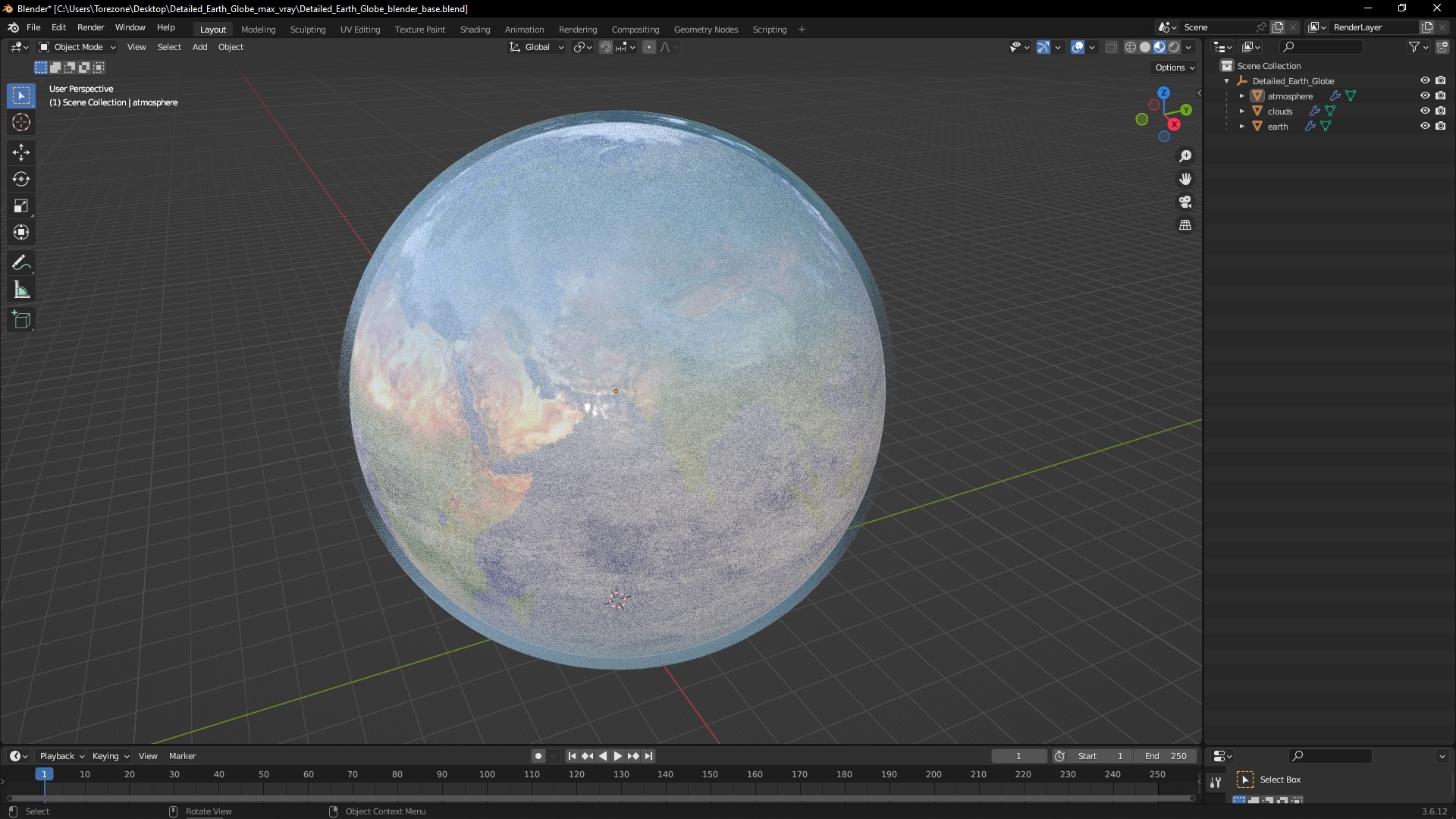 3D model Detailed Earth Globe