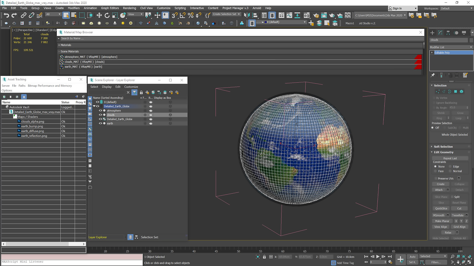 3D model Detailed Earth Globe