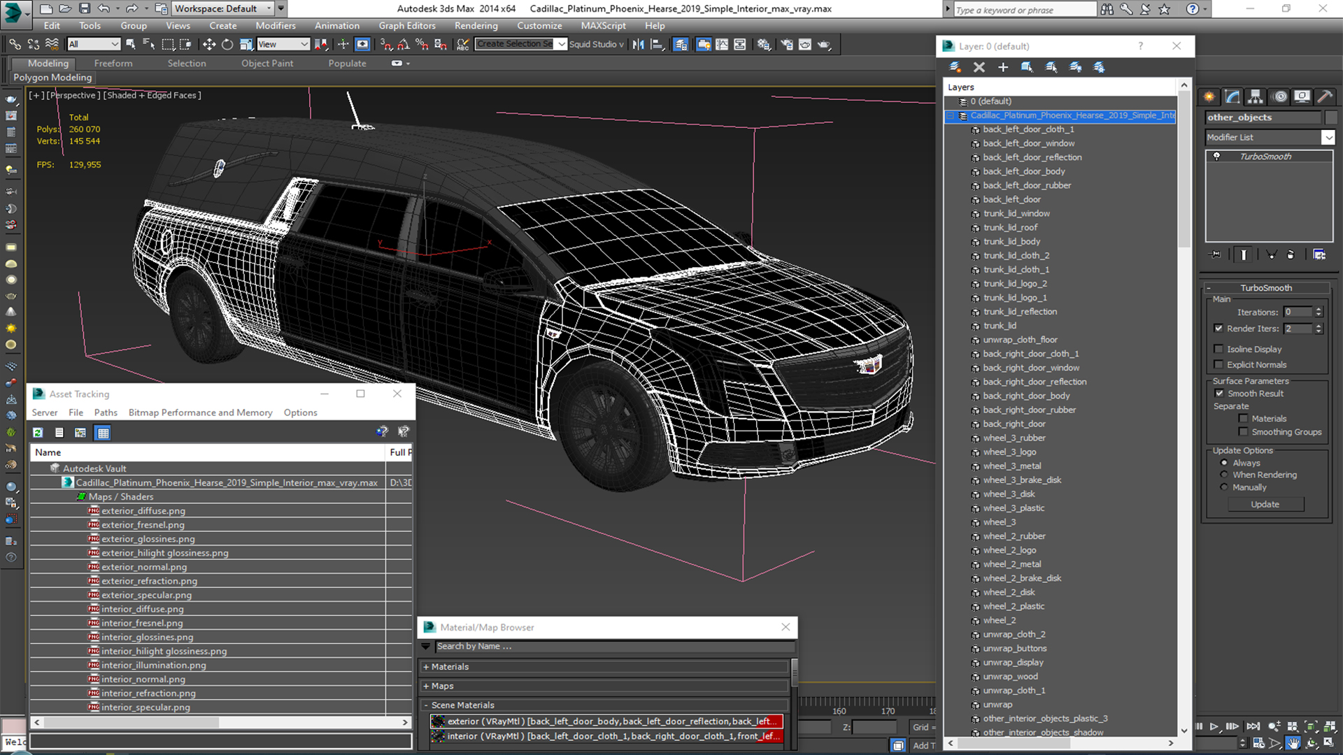 3D Cadillac Platinum Phoenix Hearse 2019 Simple Interior model