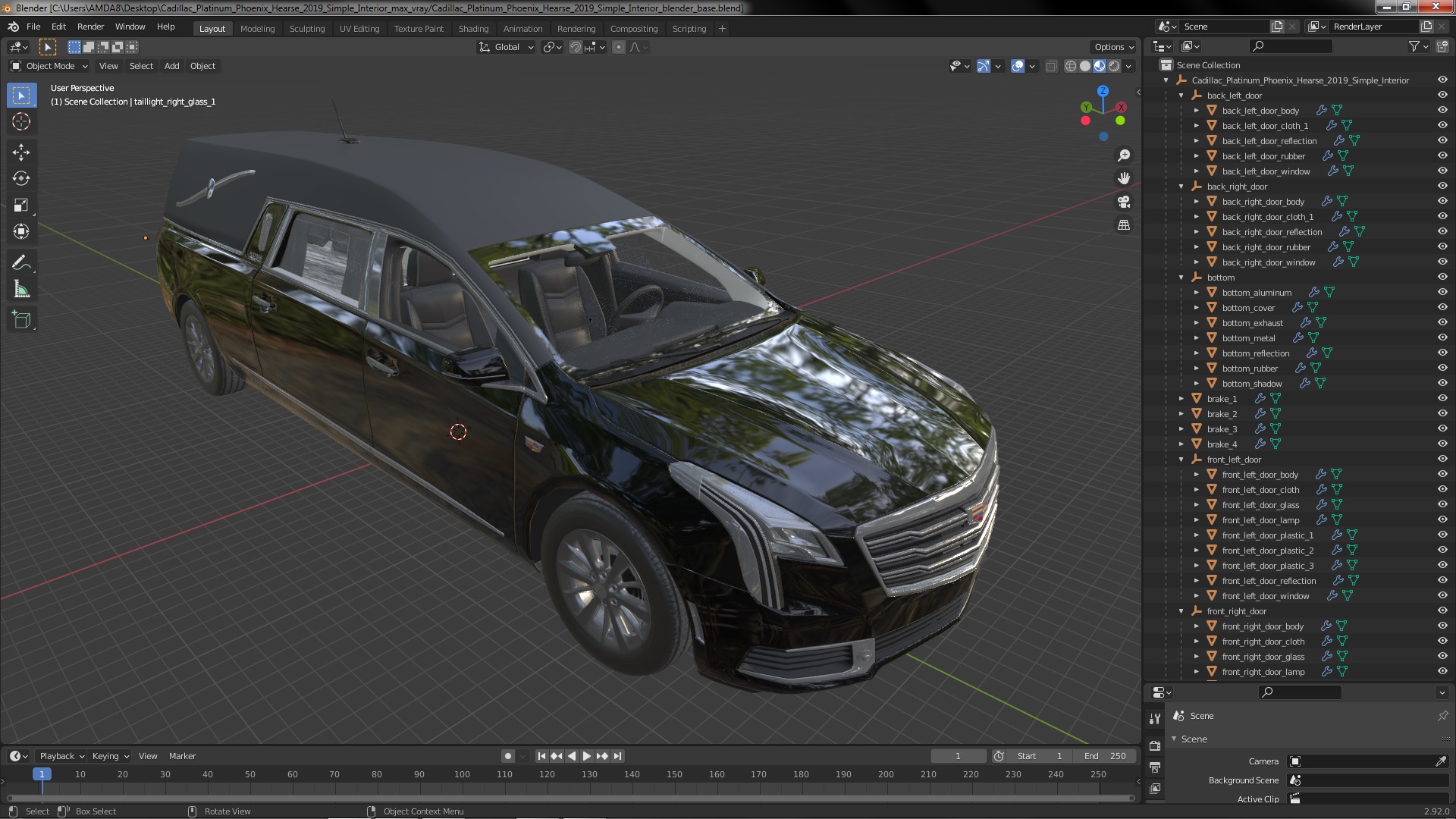 3D Cadillac Platinum Phoenix Hearse 2019 Simple Interior model