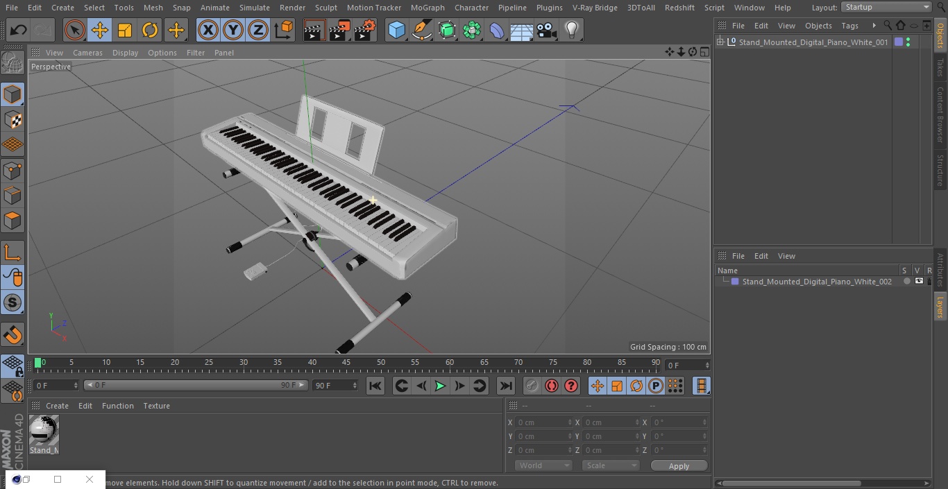 3D Stand Mounted Digital Piano White model