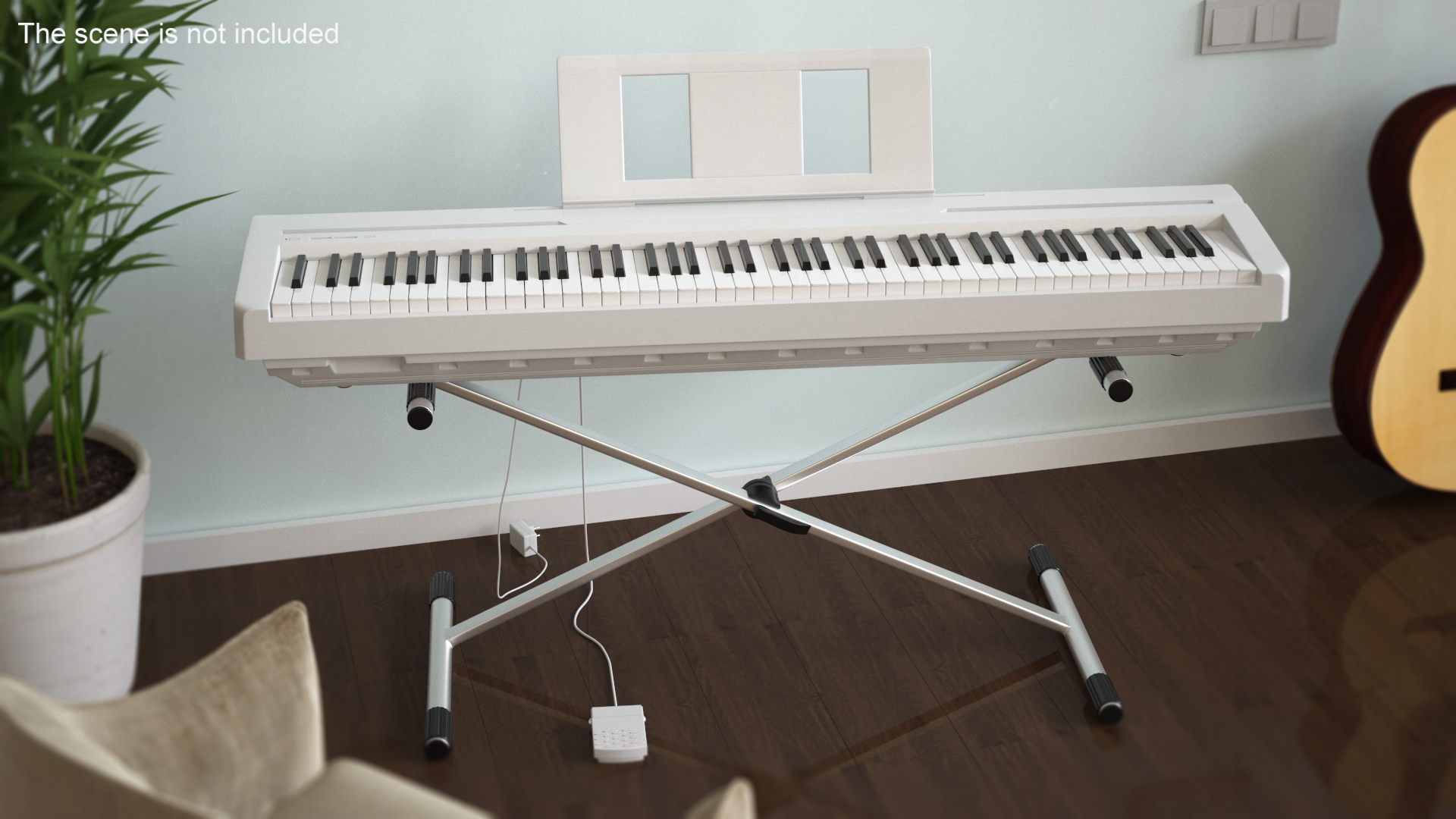 3D Stand Mounted Digital Piano White model