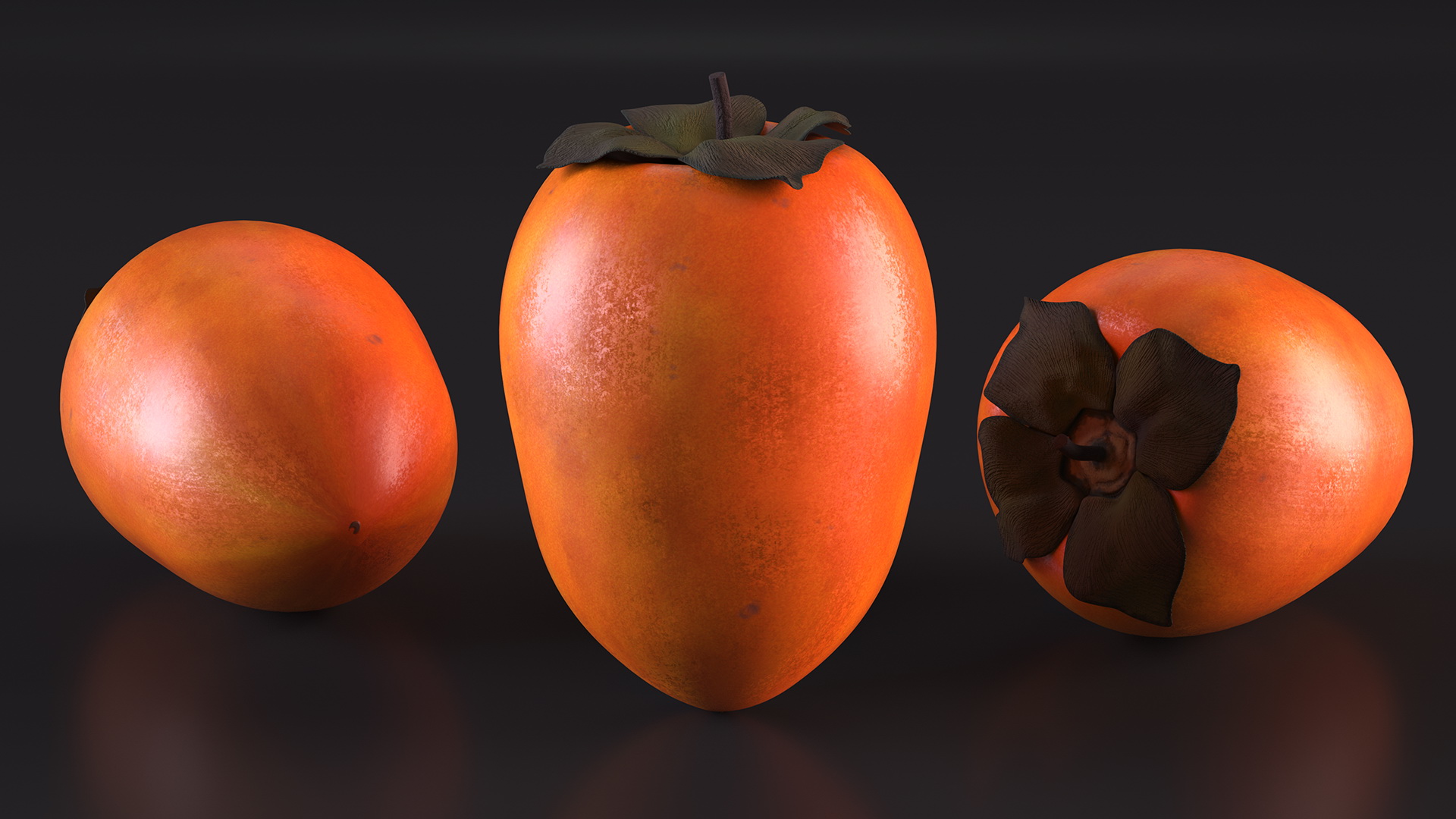 3D Hachiya Persimmon Fruit model