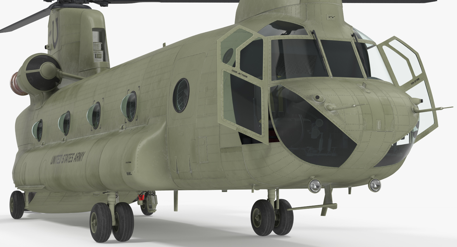 US Army Transport Helicopter CH 47 Chinook Rigged 3D model