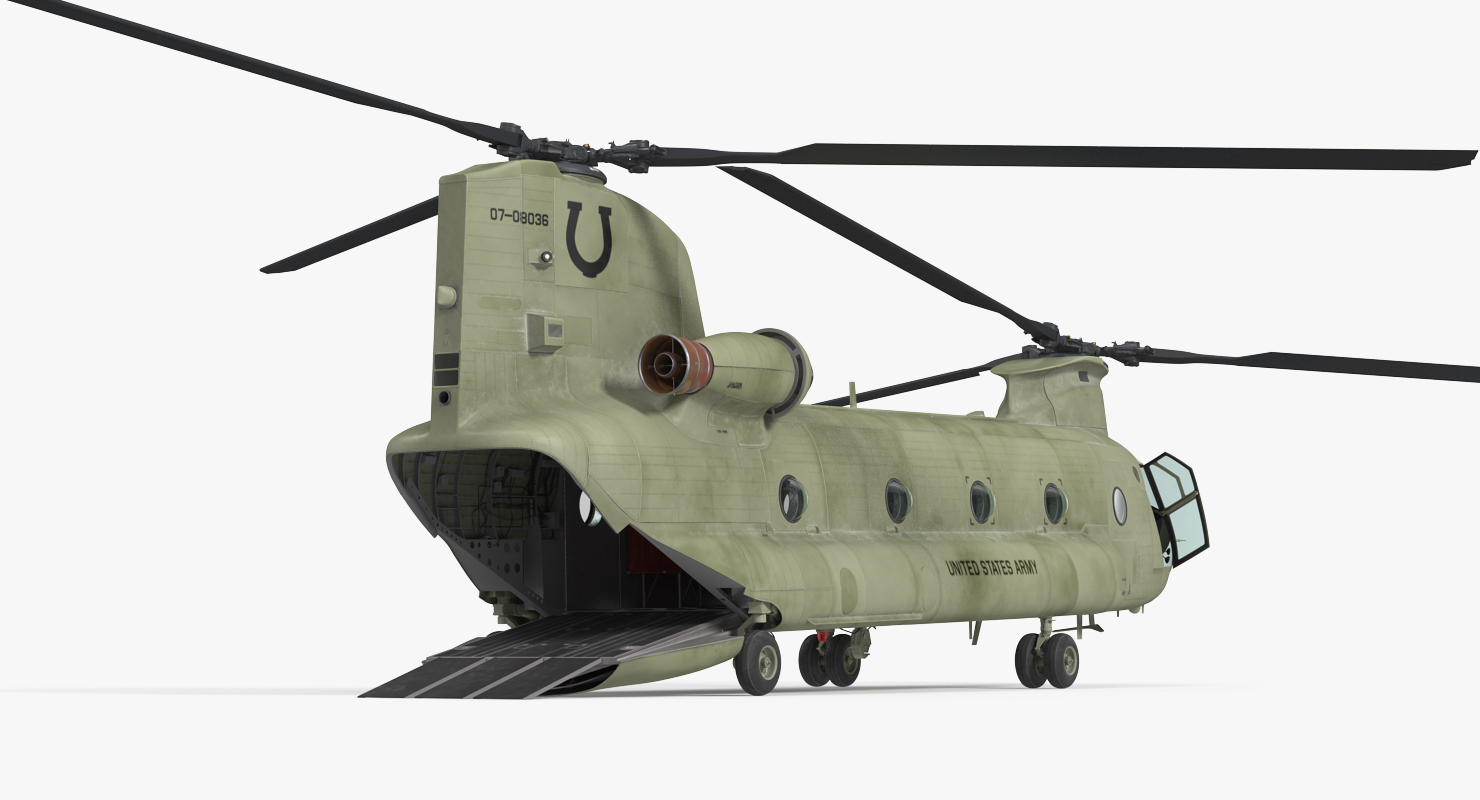 US Army Transport Helicopter CH 47 Chinook Rigged 3D model