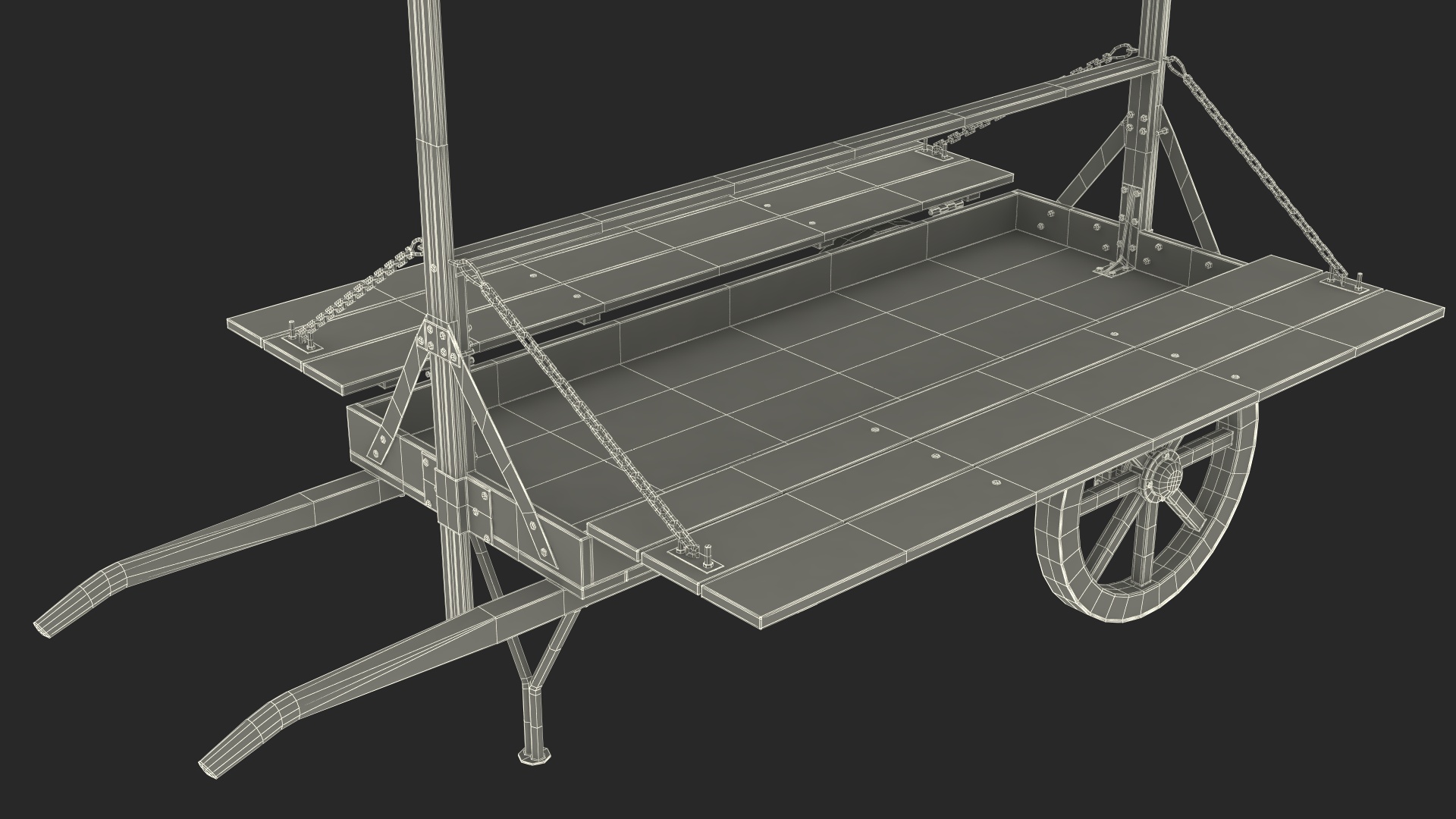 Medieval Market Cart with Awning 3D