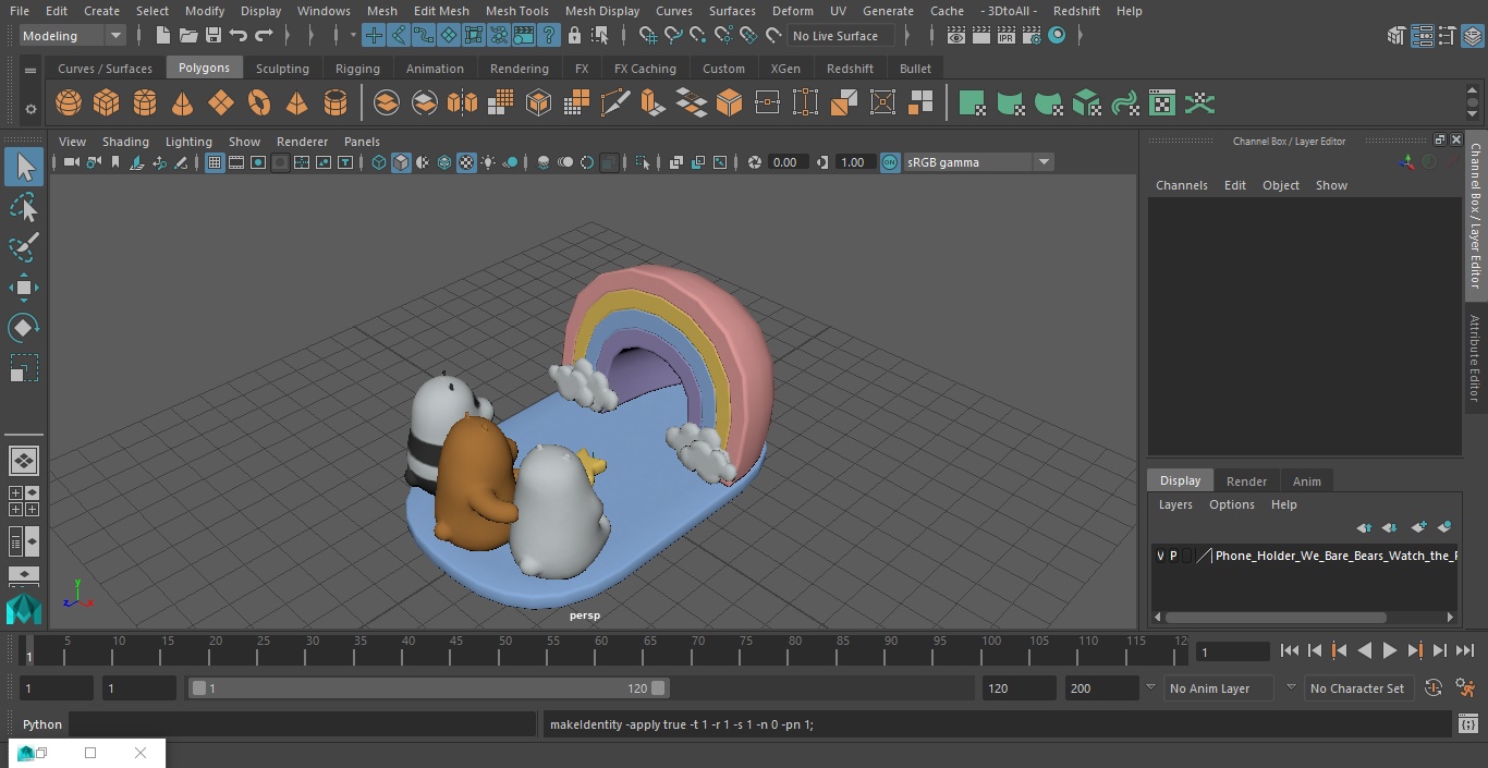 Phone Holder We Bare Bears Watch the Rainbow 3D model