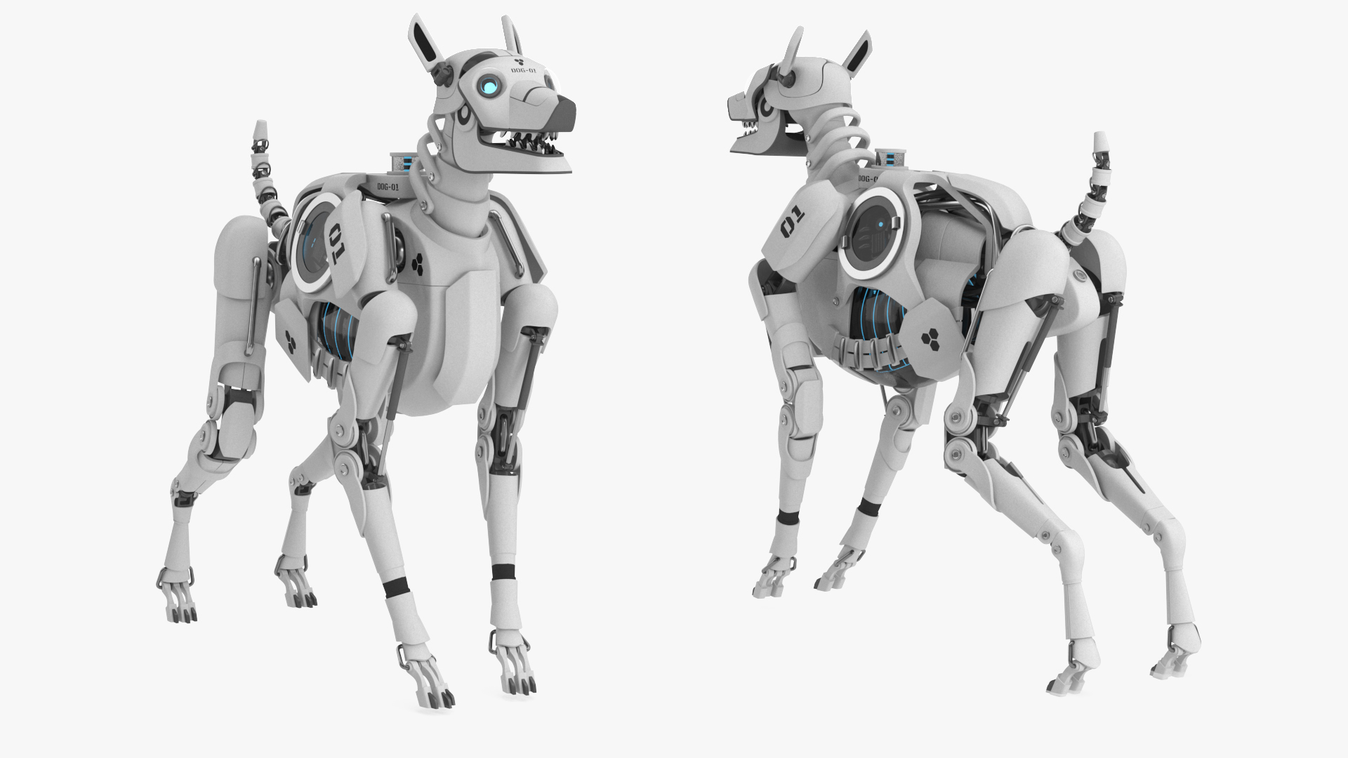 3D Futuristic Robotic Dog White model