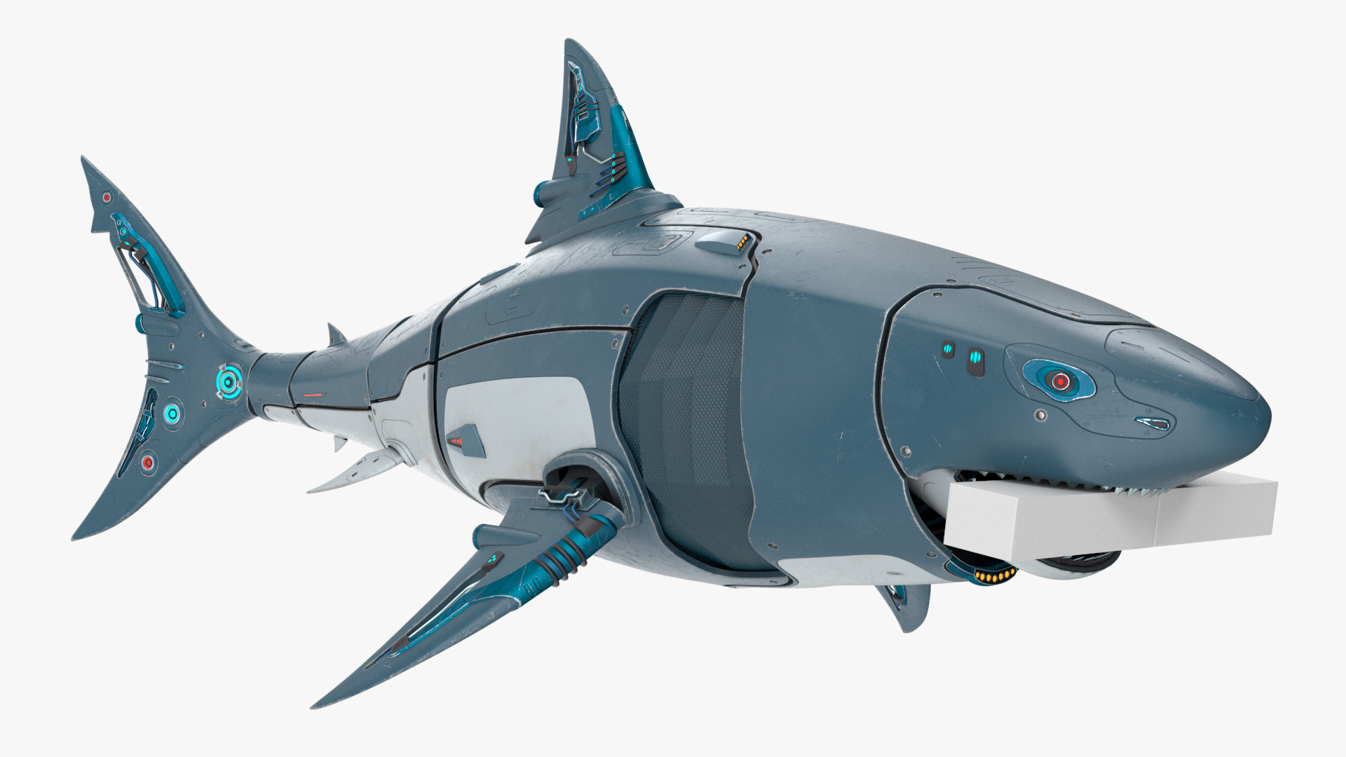 Shark Robot Animated Rigged 3D