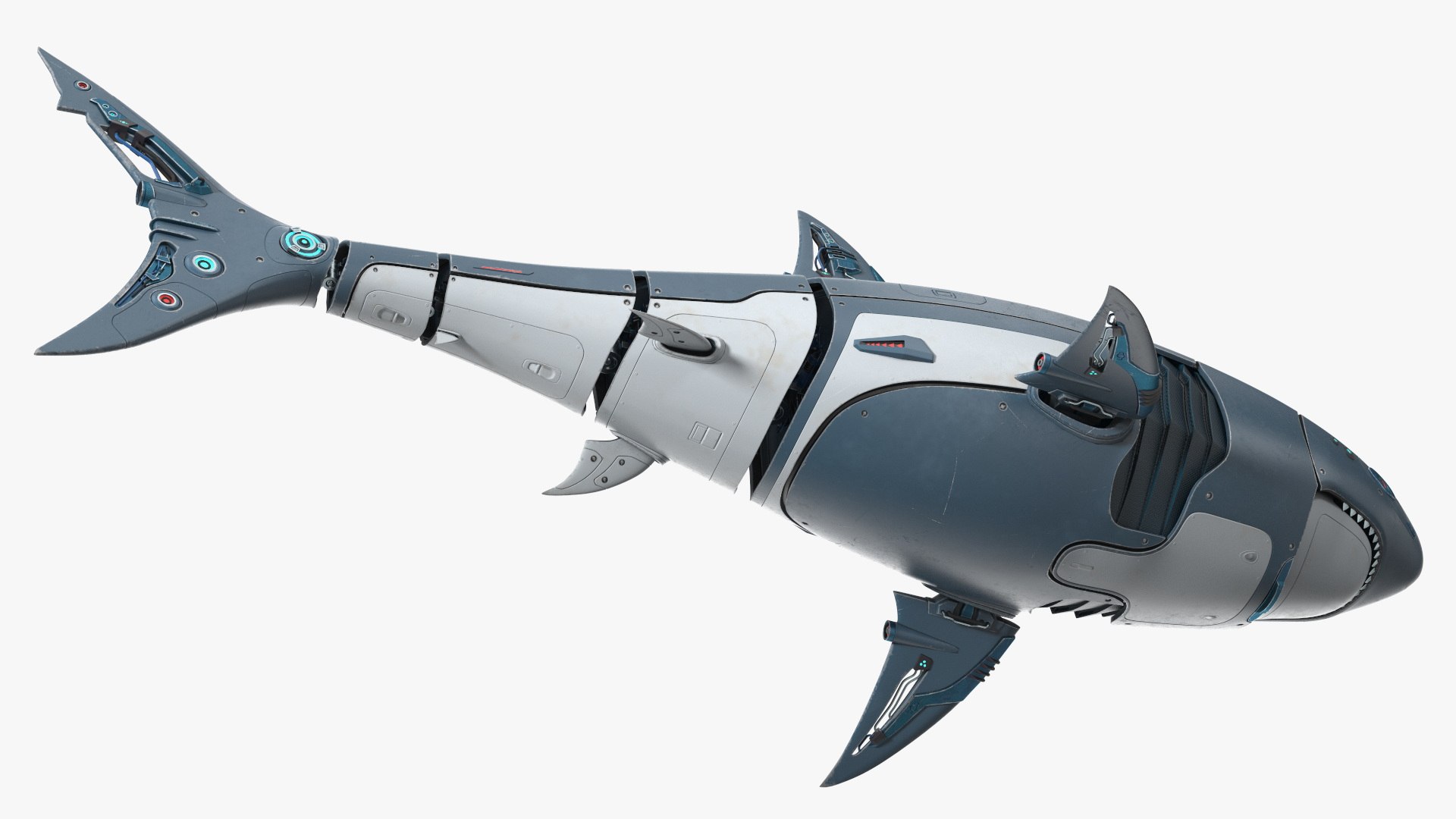 Shark Robot Animated Rigged 3D