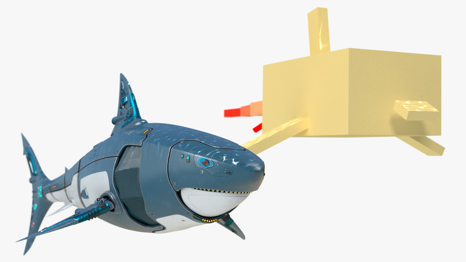 Shark Robot Animated Rigged 3D