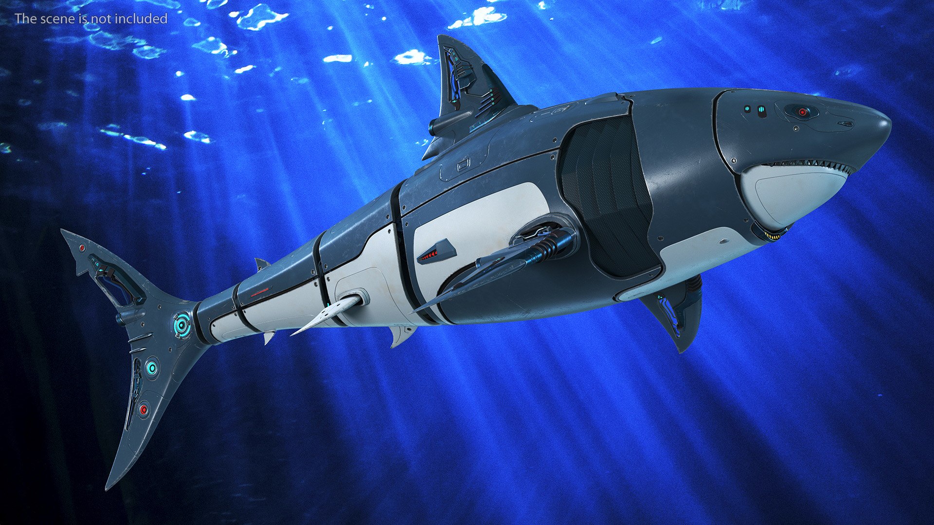 Shark Robot Animated Rigged 3D