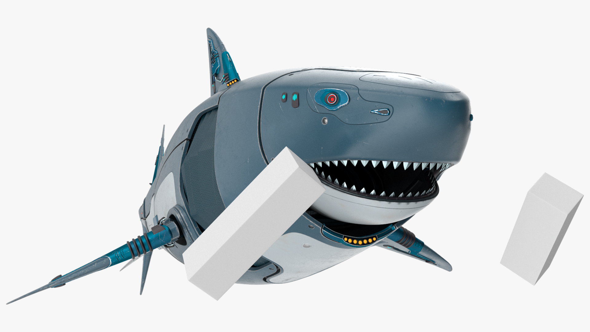 Shark Robot Animated Rigged 3D