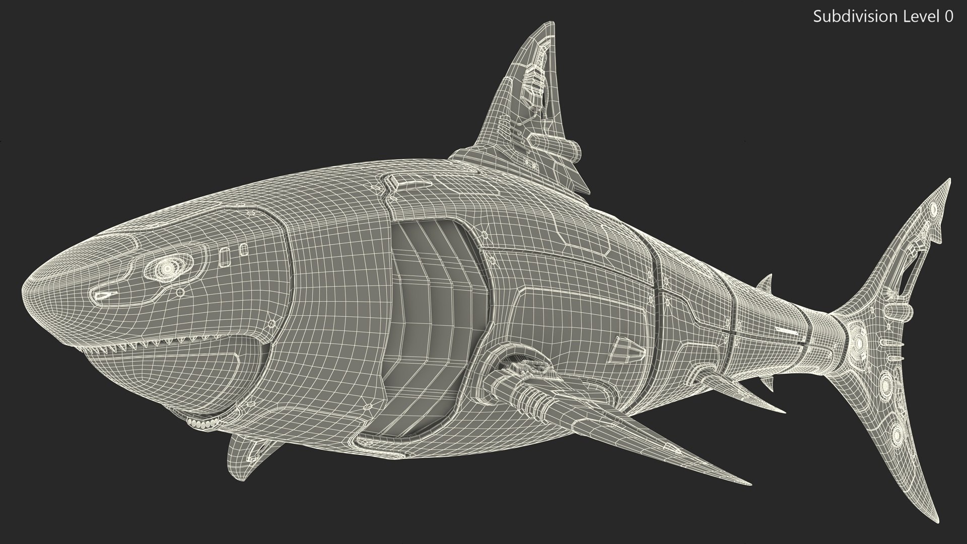 Shark Robot Animated Rigged 3D