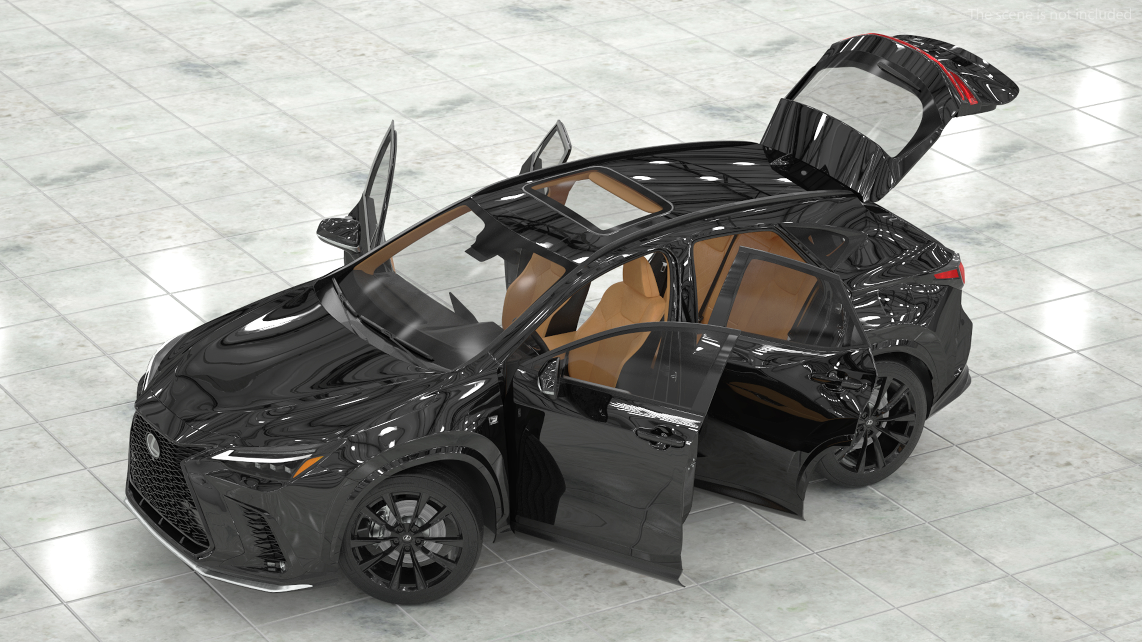 3D model 2024 Lexus NX Black Rigged for Maya