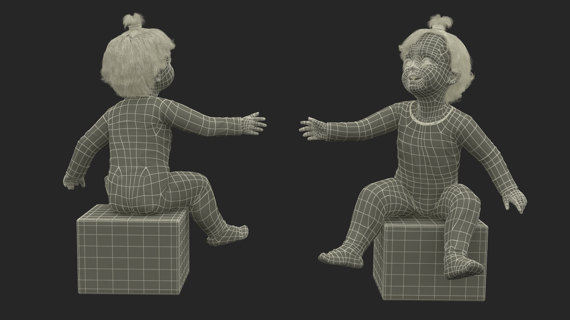 Baby Girl Wearing Full Bodysuit Sitting 3D model