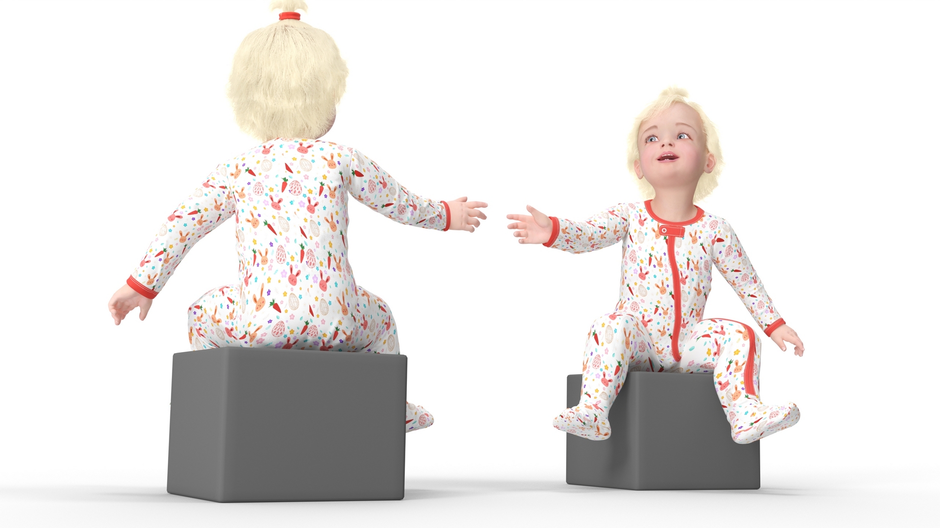 Baby Girl Wearing Full Bodysuit Sitting 3D model