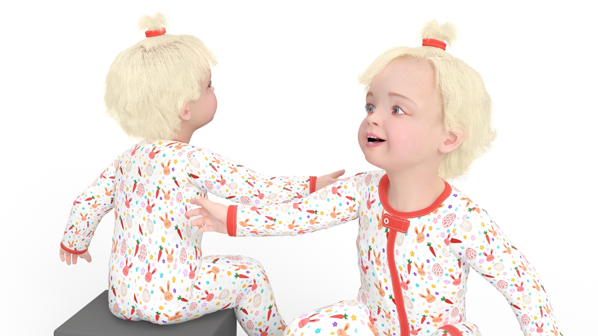 Baby Girl Wearing Full Bodysuit Sitting 3D model