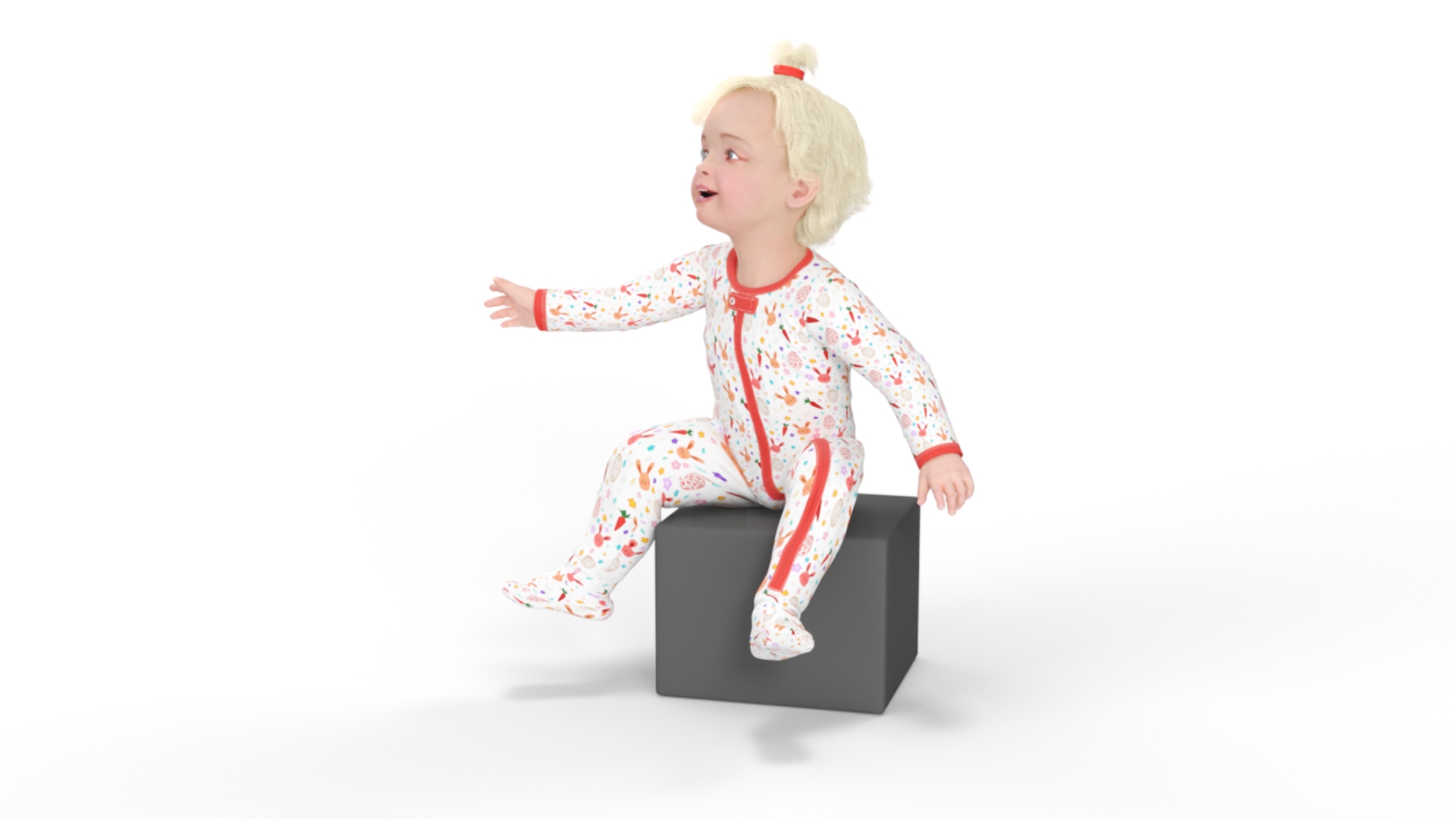 Baby Girl Wearing Full Bodysuit Sitting 3D model